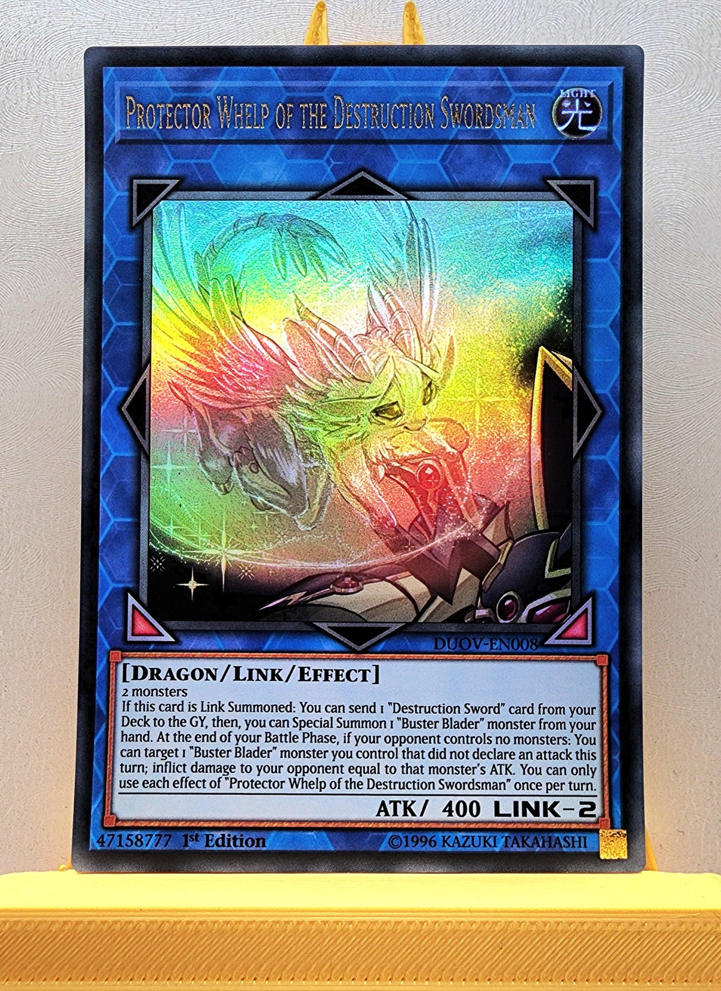 Yugioh! 1x Protector Whelp of the Destruction Swordsman (DUOV - Ultra Rare) 1st Edition