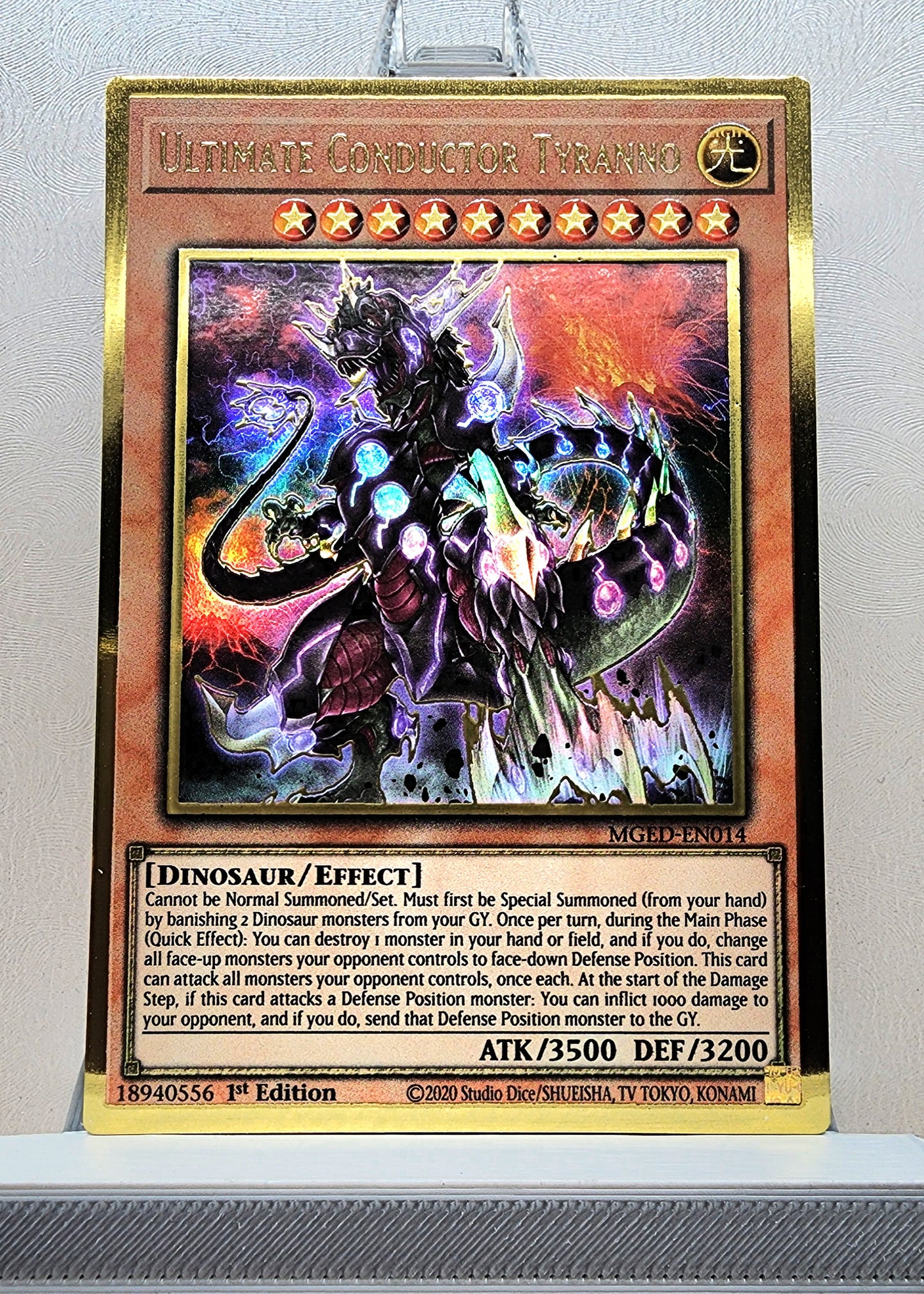 Yugioh! 1x Ultimate Conductor Tyranno (MGED - Premium Gold Rare) 1st Edition