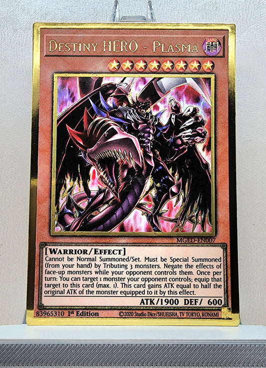 Yugioh! 1x Destiny HERO - Plasma (MGED - Premium Gold Rare) 1st Edition