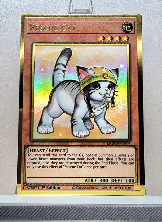 Yugioh! 1x Rescue Cat Alt Art (MGED - Premium Gold Rare) 1st Edition