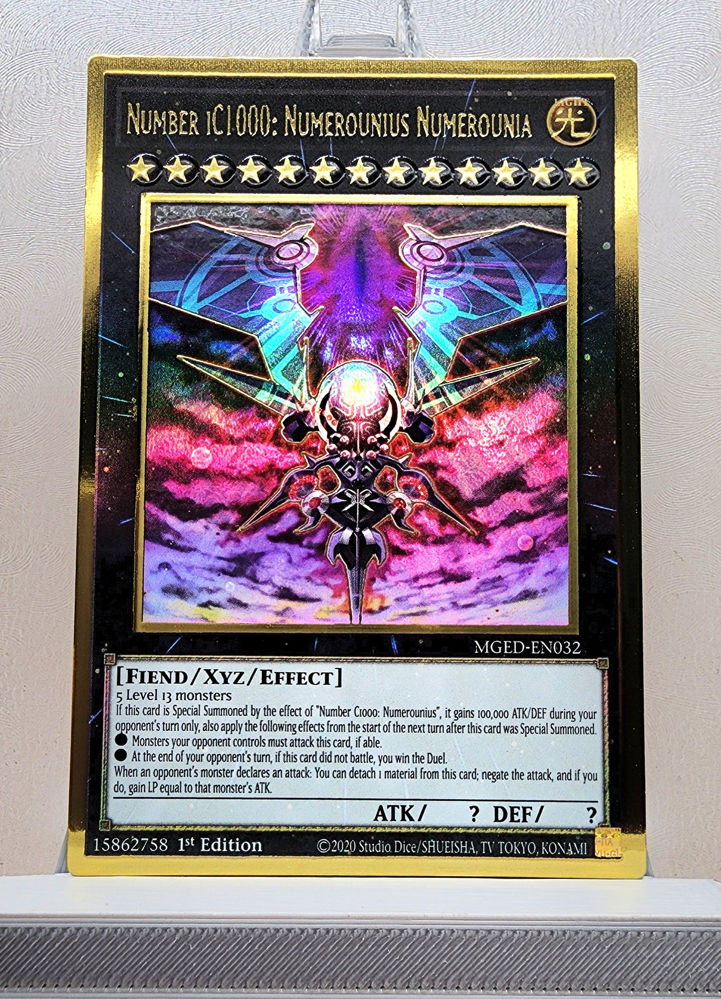 Yugioh! 1x Number iC1000: Numerounius Numerounia (MGED - Premium Gold Rare) 1st Edition