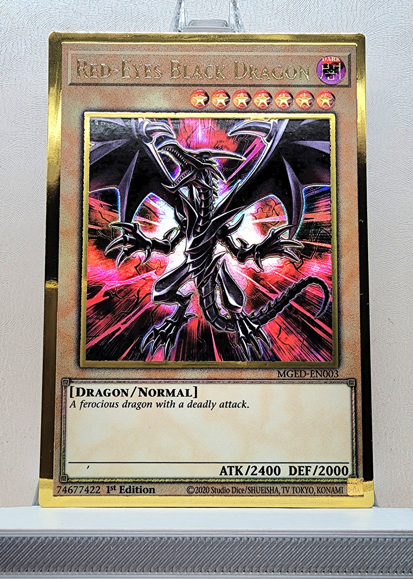 Yugioh! 1x Red-Eyes Black Dragon Alt Art (MGED - Premium Gold Rare) 1st Edition