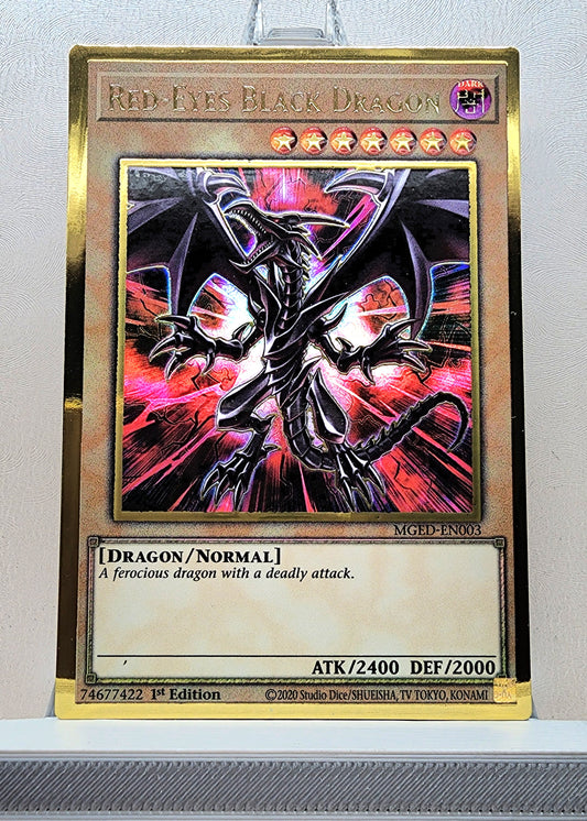 Yugioh! 1x Red-Eyes Black Dragon Alt Art (MGED - Premium Gold Rare) 1st Edition