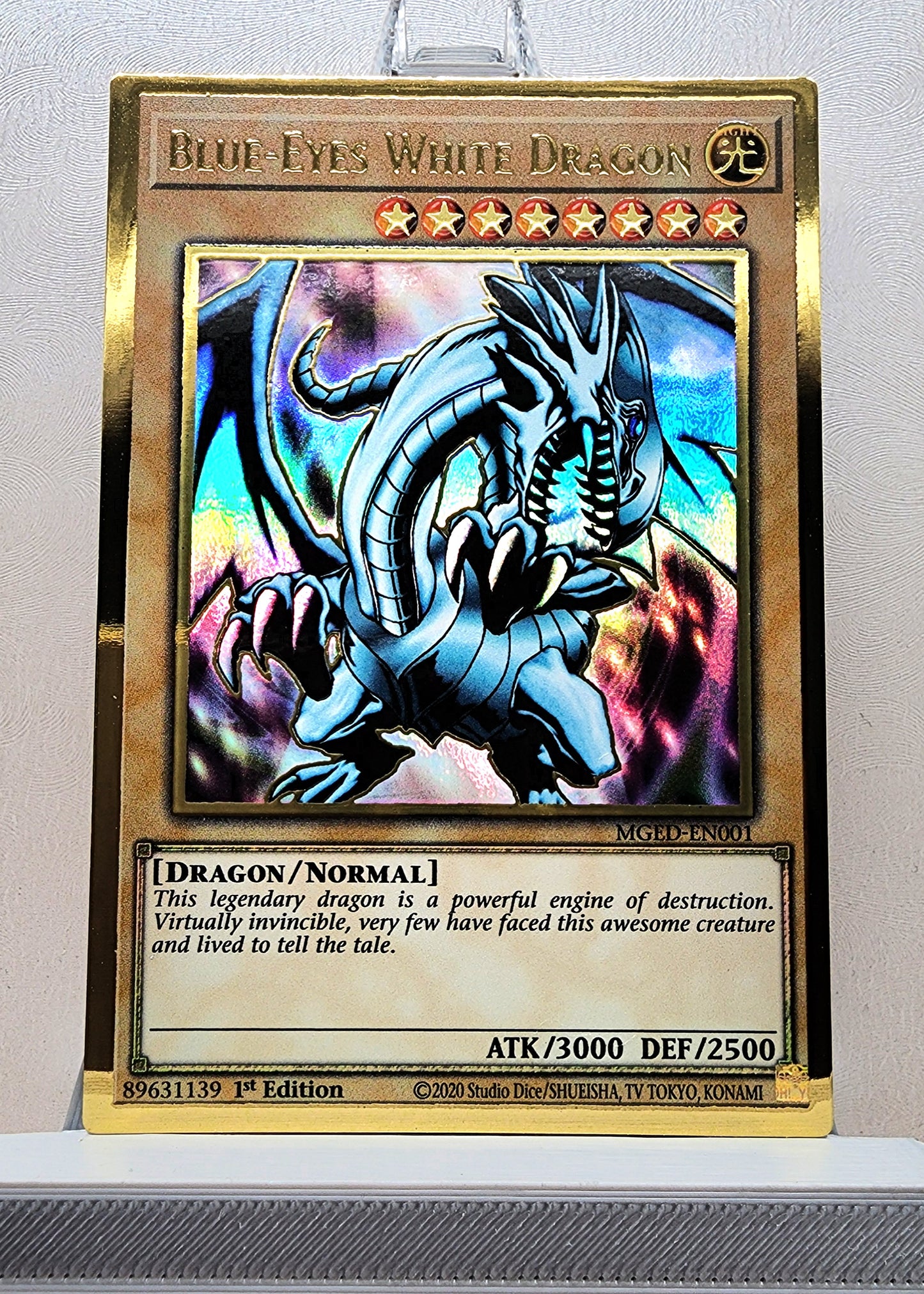 Yugioh! 1x Blue-Eyes White Dragon (MGED - Premium Gold Rare) 1st Edition