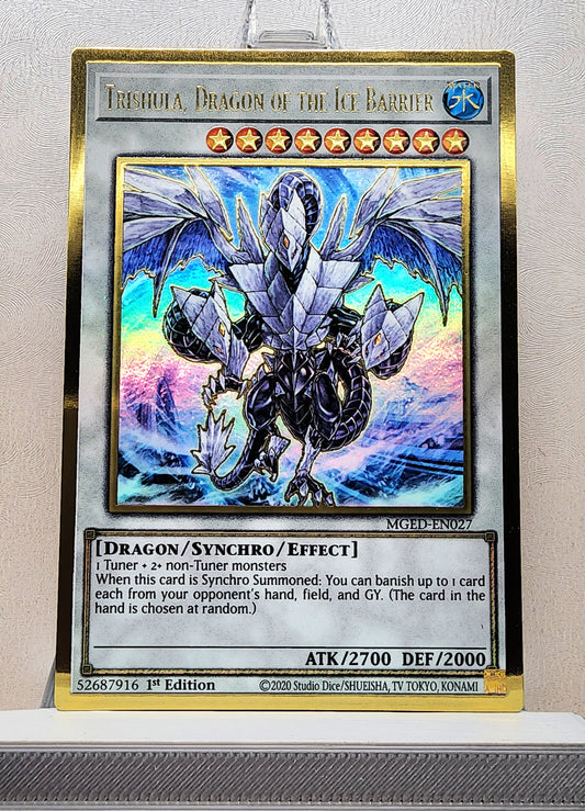 Yugioh! 1x Trishula, Dragon of the Ice Barrier (MGED - Premium Gold Rare) 1st Edition