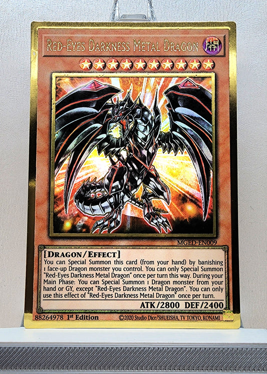 Yugioh! 1x Red-Eyes Darkness Metal Dragon (MGED - Premium Gold Rare) 1st Edition