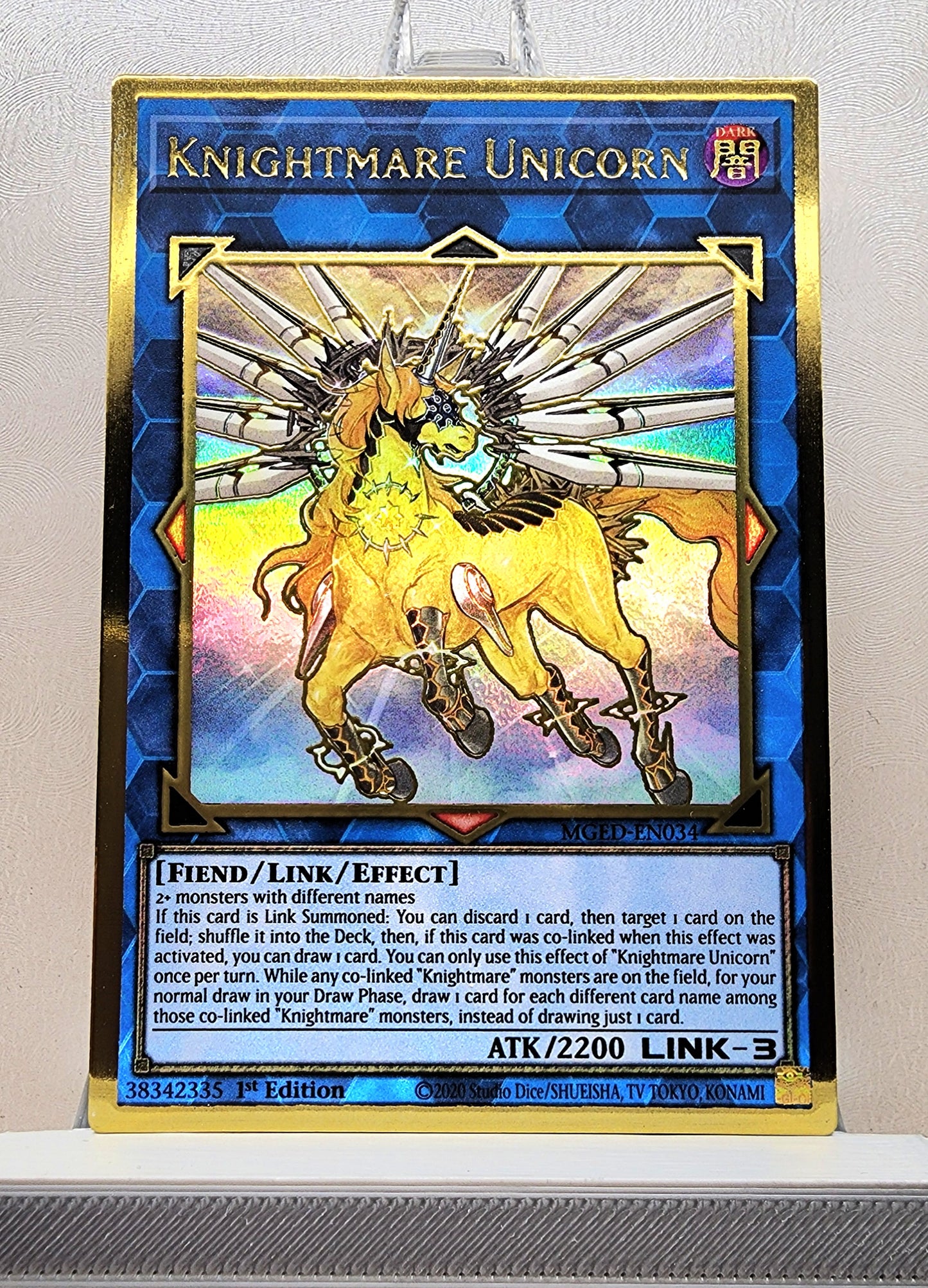 Yugioh! 1x Knightmare Unicorn (MGED - Premium Gold Rare) 1st Edition