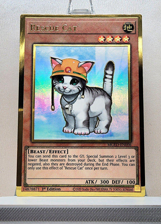 Yugioh! 1x Rescue Cat (MGED - Premium Gold Rare) 1st Edition