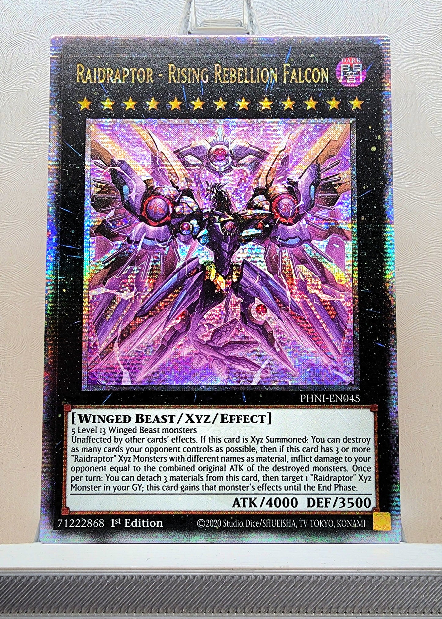 Yugioh! 1x Raidraptor - Rising Rebellion Falcon (PHNI - Quarter Century Secret Rare) 1st Edition