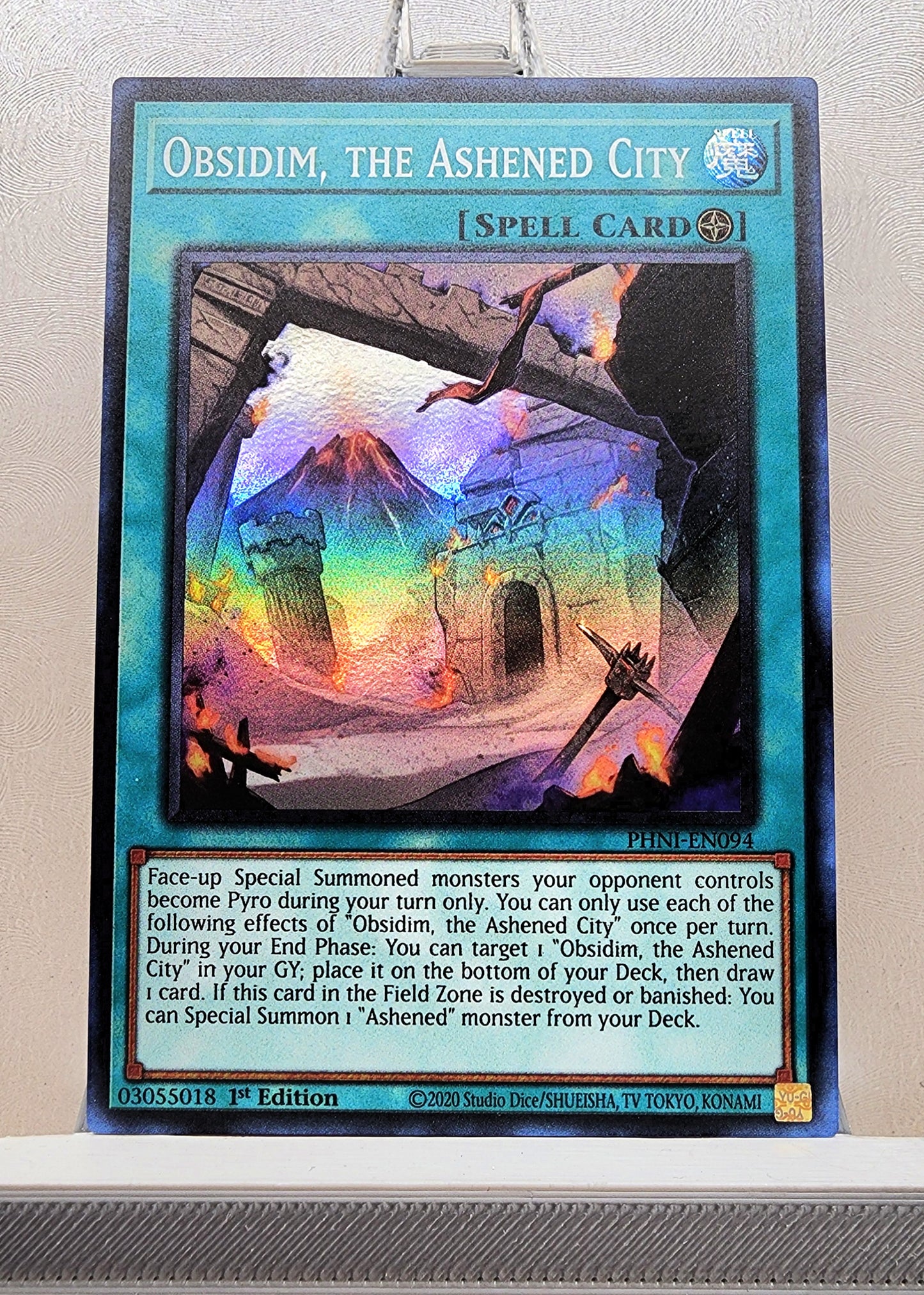 Yugioh! 1x Obsidim, the Ashened City (PHNI - Super Rare) 1st Edition