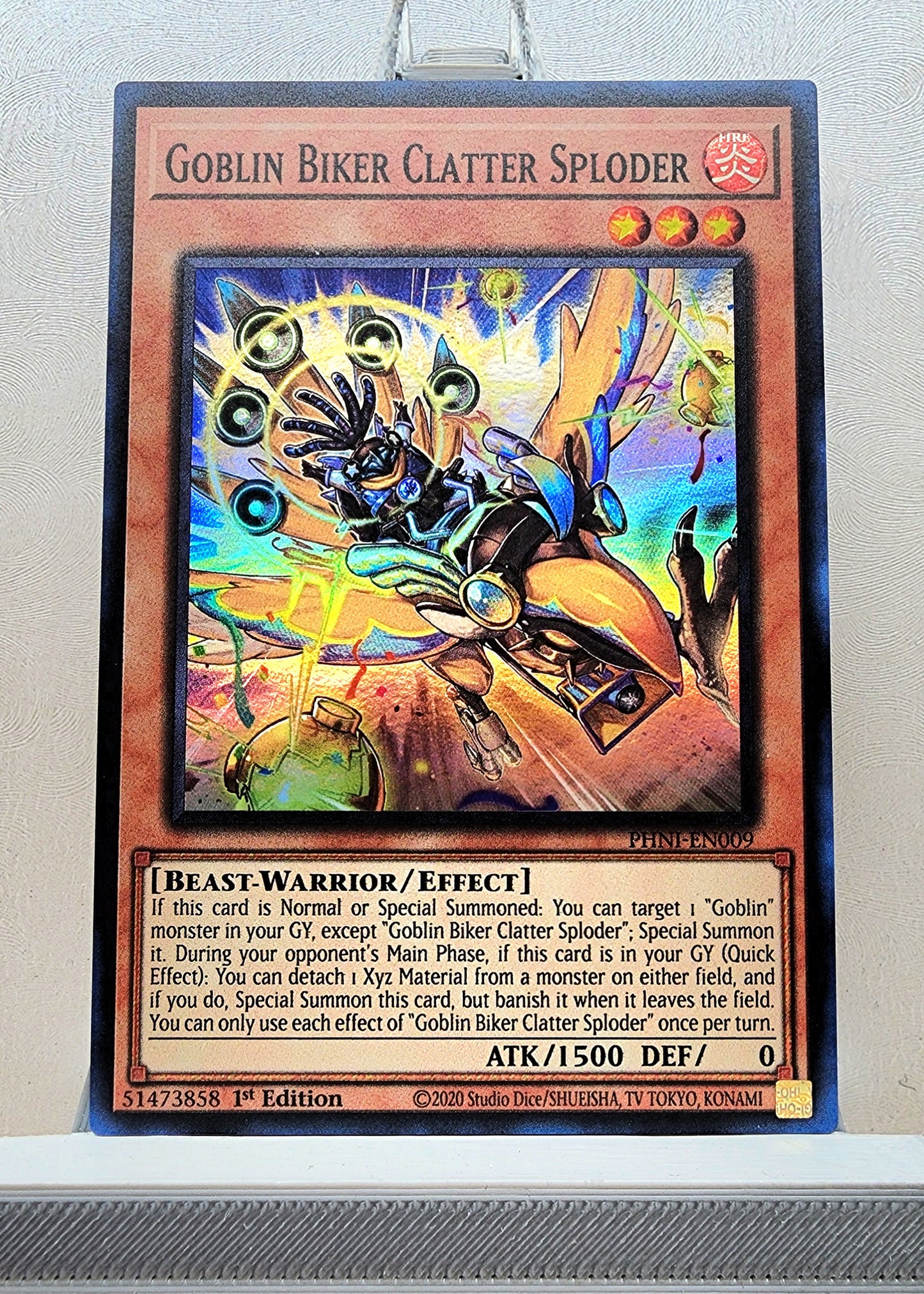 Yugioh! 1x Goblin Biker Clatter Sploder (PHNI - Super Rare) 1st Edition