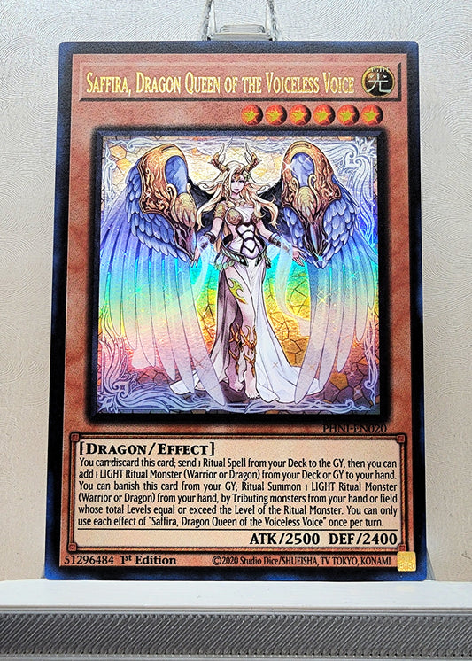 Yugioh! 1x Saffira, Dragon Queen of the Voiceless Voice (PHNI - Ultra Rare) 1st Edition