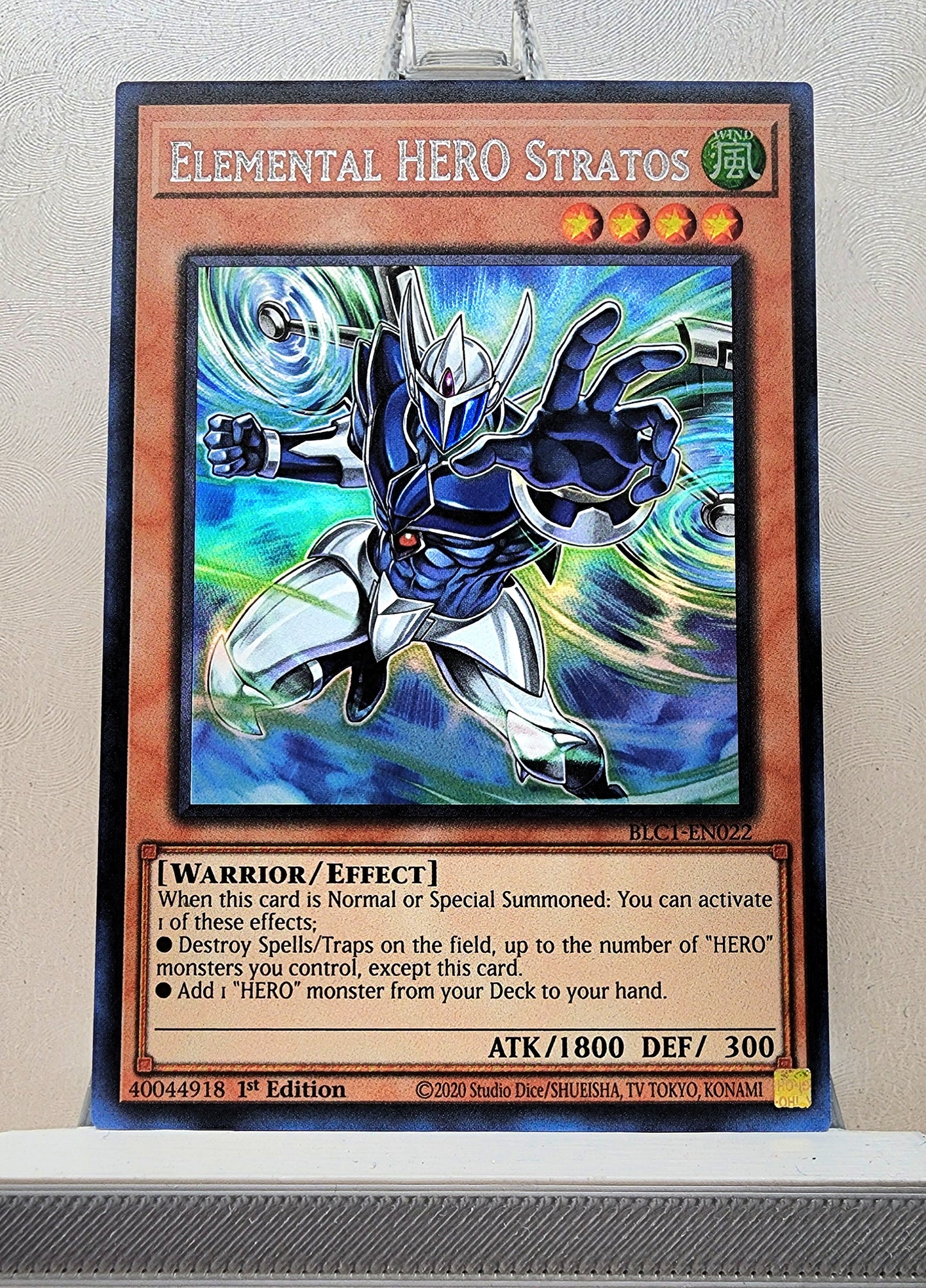 Yugioh! 1x Elemental HERO Stratos Alt Art (BLC1 - Ultra Rare) 1st Edition