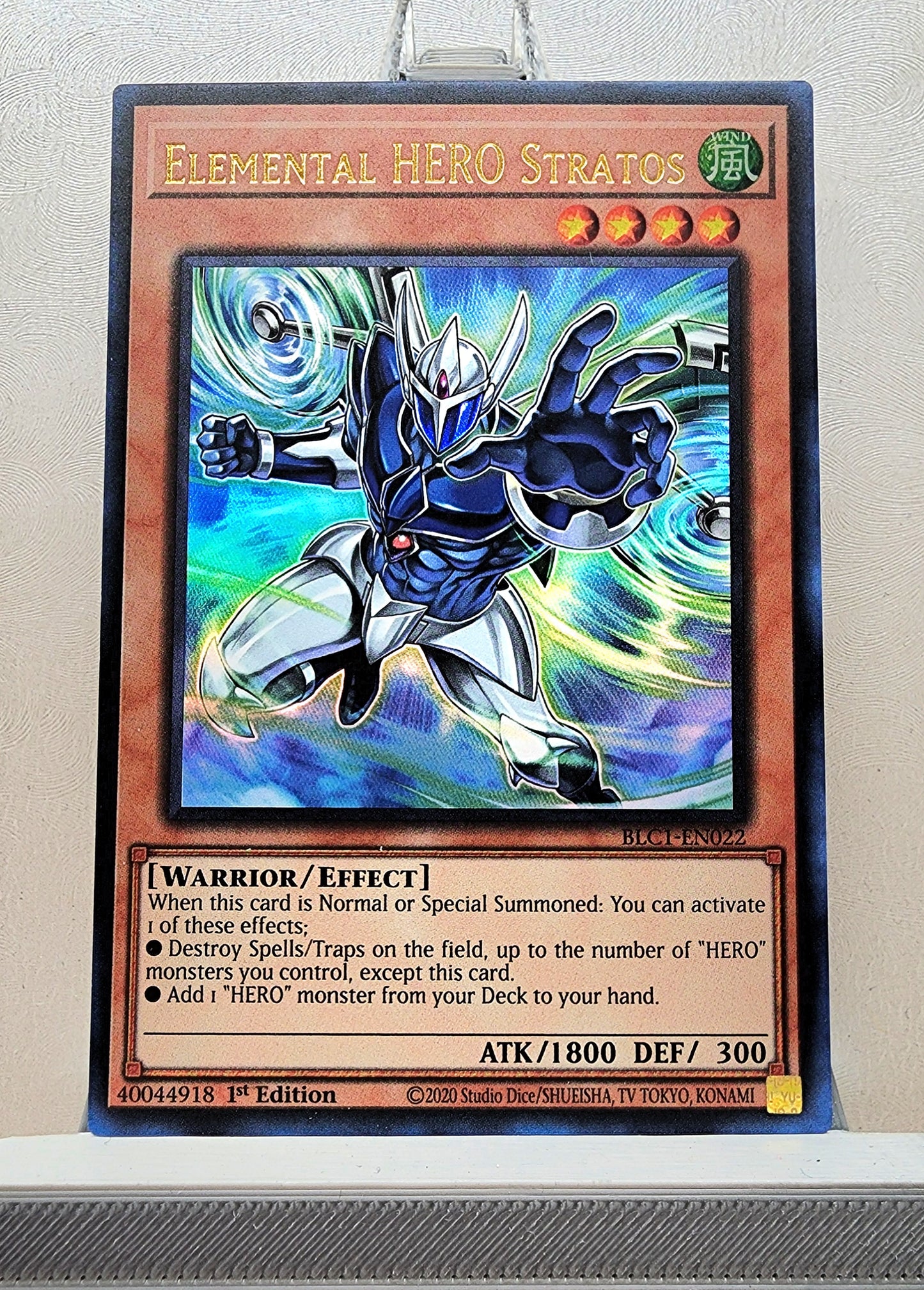 Yugioh! 1x Elemental HERO Stratos Alt Art (BLC1 - Ultra Rare) 1st Edition