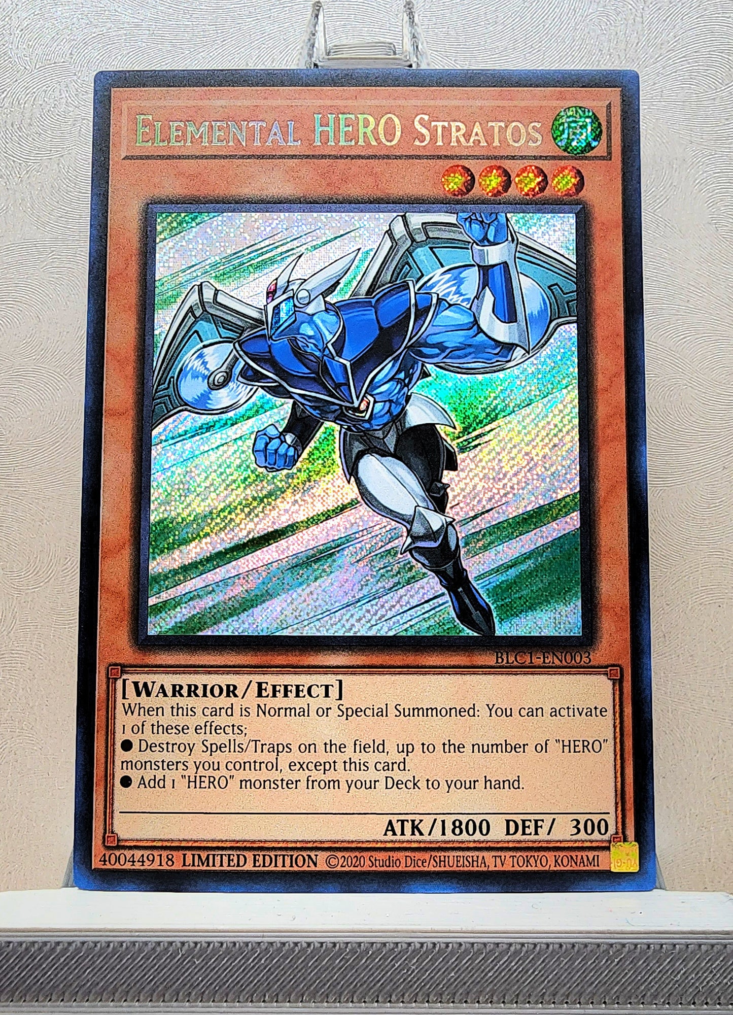 Yugioh! 1x Elemental HERO Stratos (BLC1 - Secret Rare) Limited Edition