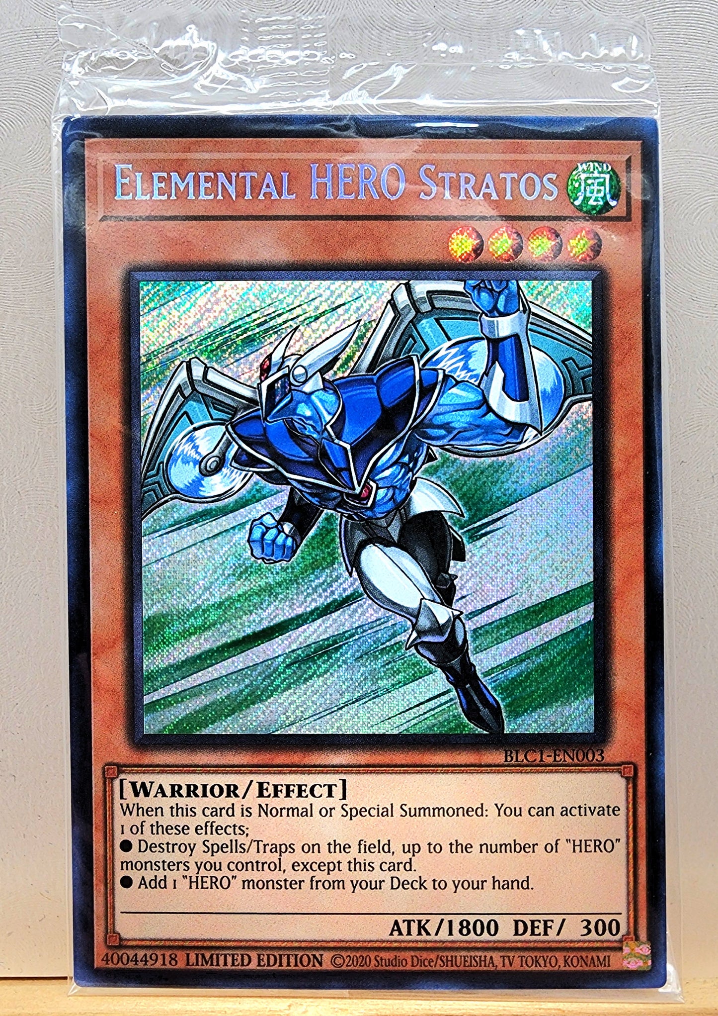 Yugioh! 1x Elemental HERO Stratos (BLC1 - Secret Rare) Limited Edition