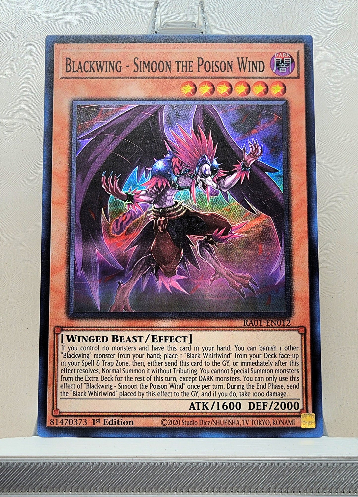 Yugioh! 1x Blackwing - Simoon the Poison Wind (RA01 - Super Rare) 1st Edition