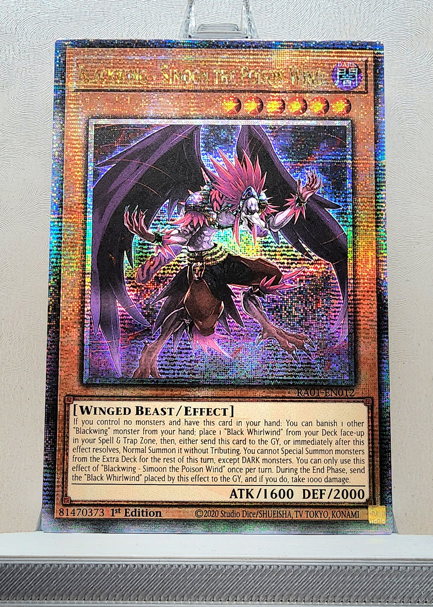 Yugioh! 1x Blackwing - Simoon the Poison Wind (RA01 - Quarter Century Secret Rare) 1st Edition