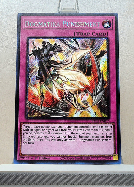 Yugioh! 1x Dogmatika Punishment (RA01 - Platinum Secret Rare) 1st Edition