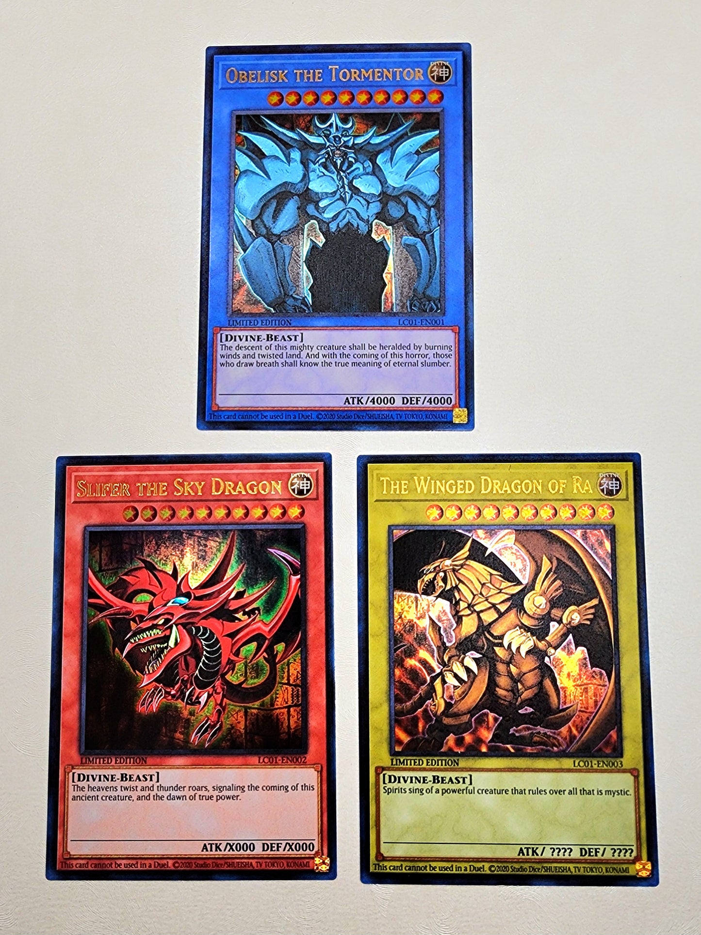 Yugioh! 1x Each Obelisk, Slifer, Ra 25th Anniversary (LC01 - Ultra Rare) Limited Edition