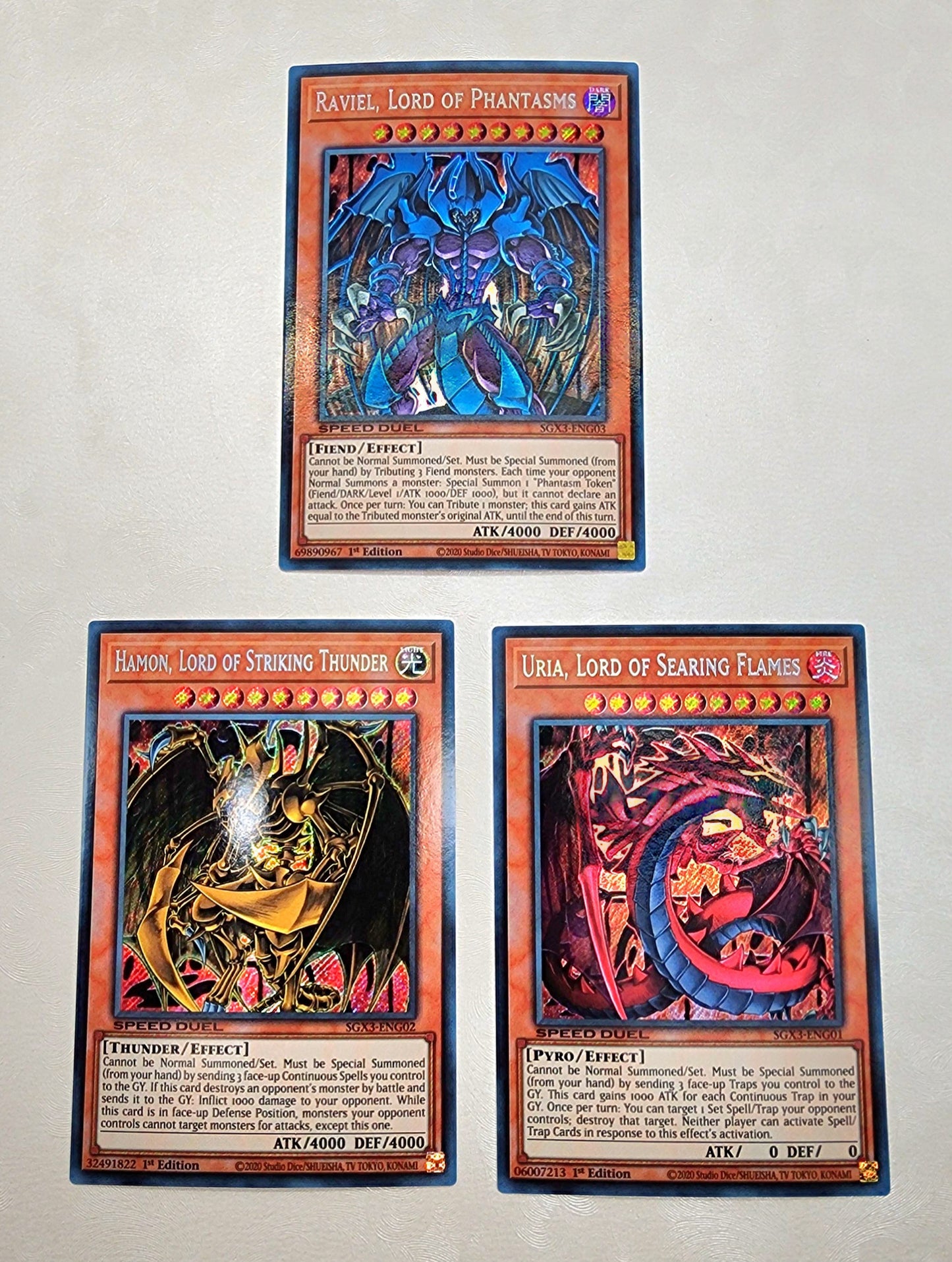 Yugioh! 1x Hamon, Uria, and Raviel (SGX3 - Secret Rare) 1st Edition