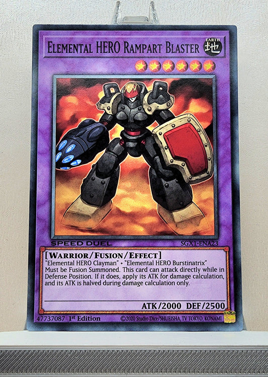 Yugioh! 1x Elemental HERO Rampart Blaster (SGX1 - Common) 1st Edition