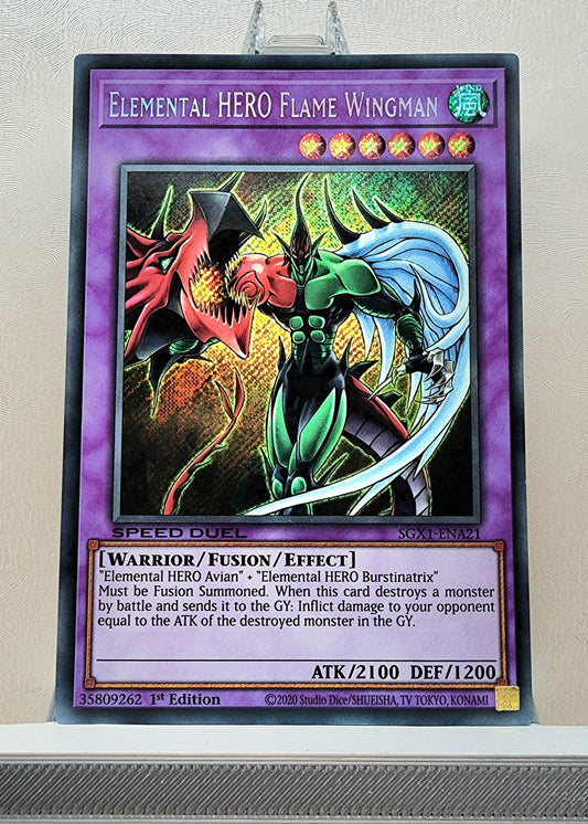 Yugioh! 1x Elemental HERO Flame Wingman (SGX1 - Secret Rare) 1st Edition