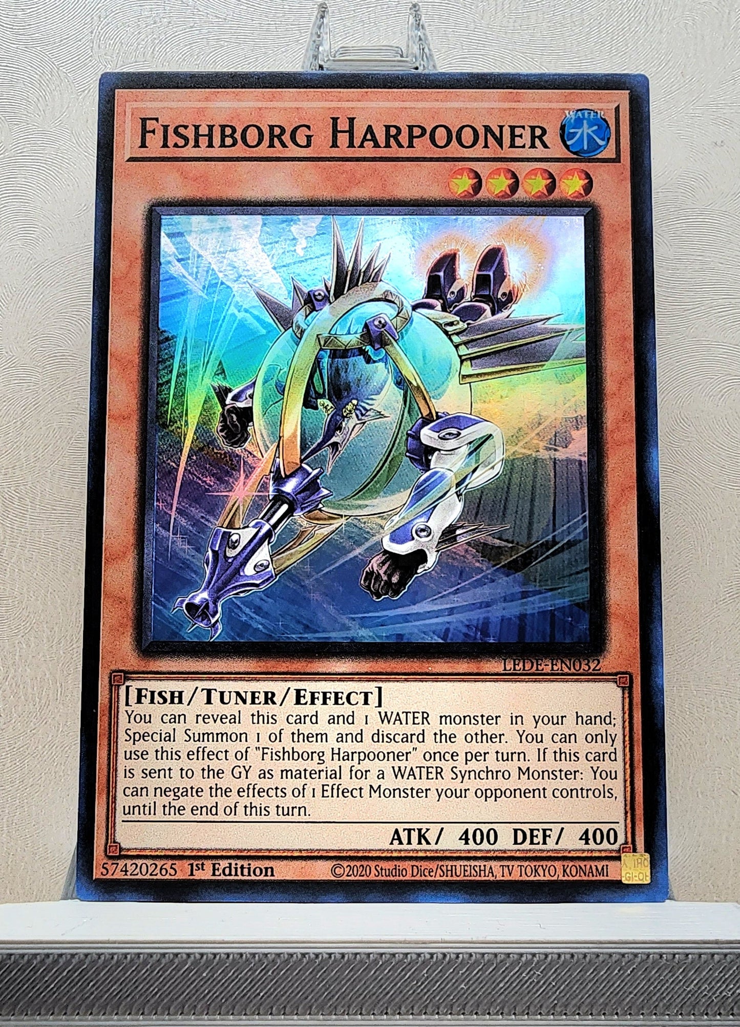 Yugioh! 1x Fishborg Harpooner (LEDE - Super Rare) 1st Edition