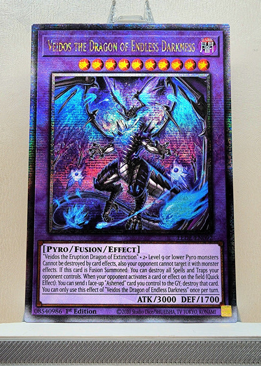 Yugioh! 1x Veidos the Dragon of Endless Darkness (LEDE - Quarter Century Secret Rare) 1st Edition