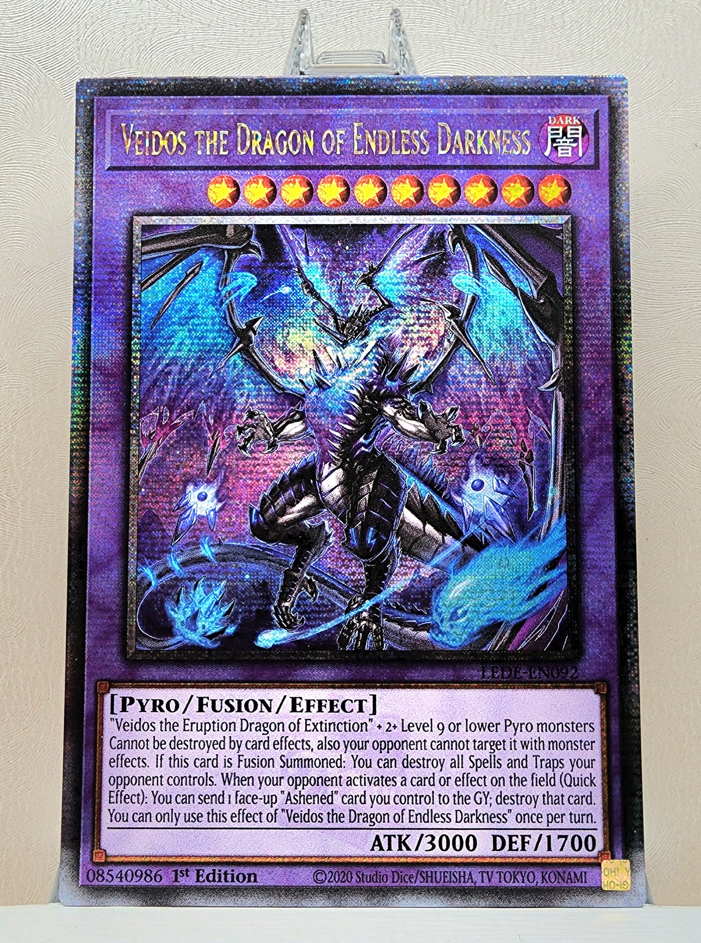 Yugioh! 1x Veidos the Dragon of Endless Darkness (LEDE - Quarter Century Secret Rare) 1st Edition