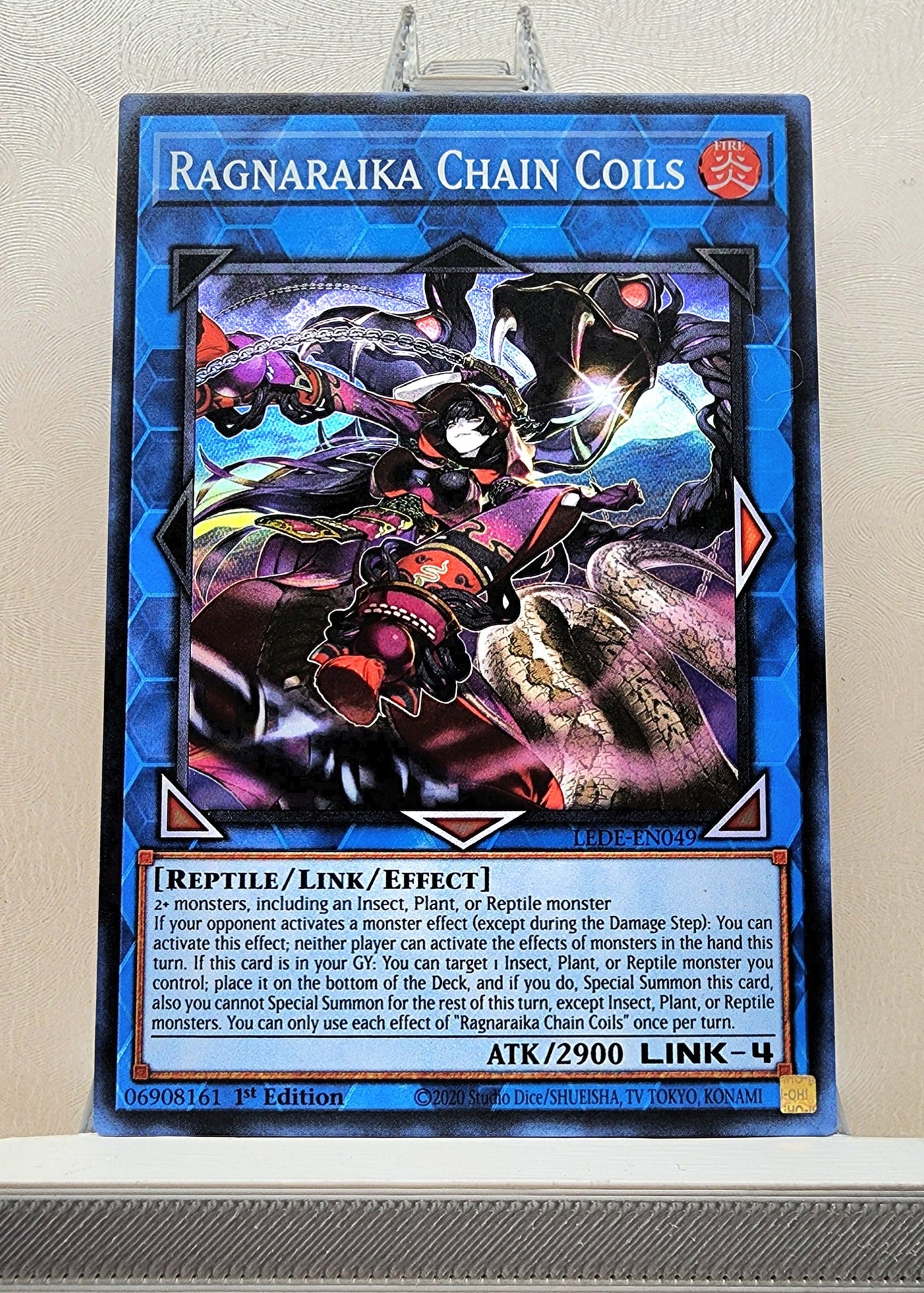 Yugioh! 1x Ragnaraika Chain Coils (LEDE - Super Rare) 1st Edition