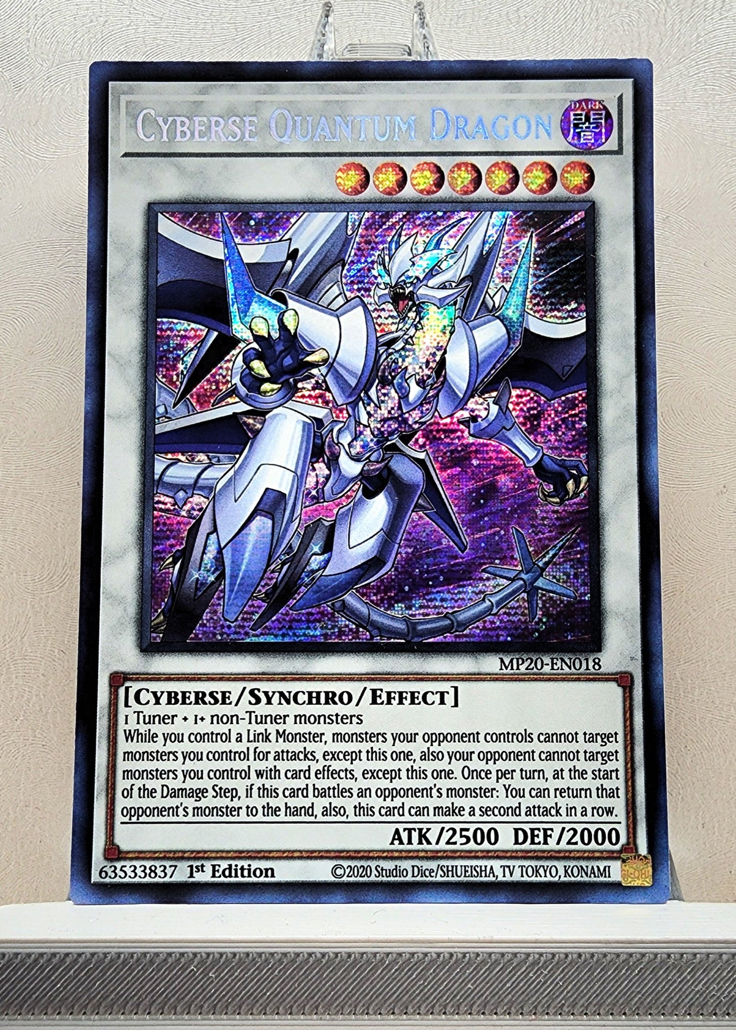 Yugioh! 1x Cyberse Quantum Dragon (MP20 - Prismatic Secret Rare) 1st Edition