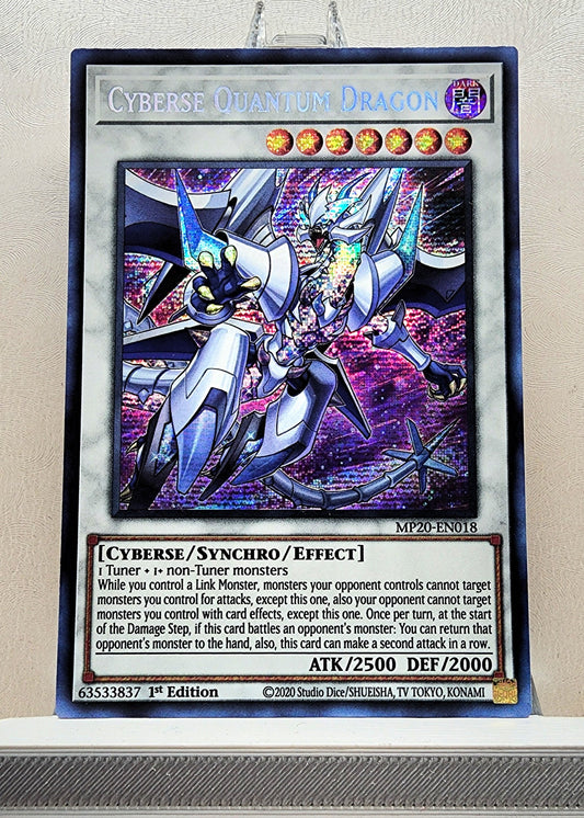 Yugioh! 1x Cyberse Quantum Dragon (MP20 - Prismatic Secret Rare) 1st Edition