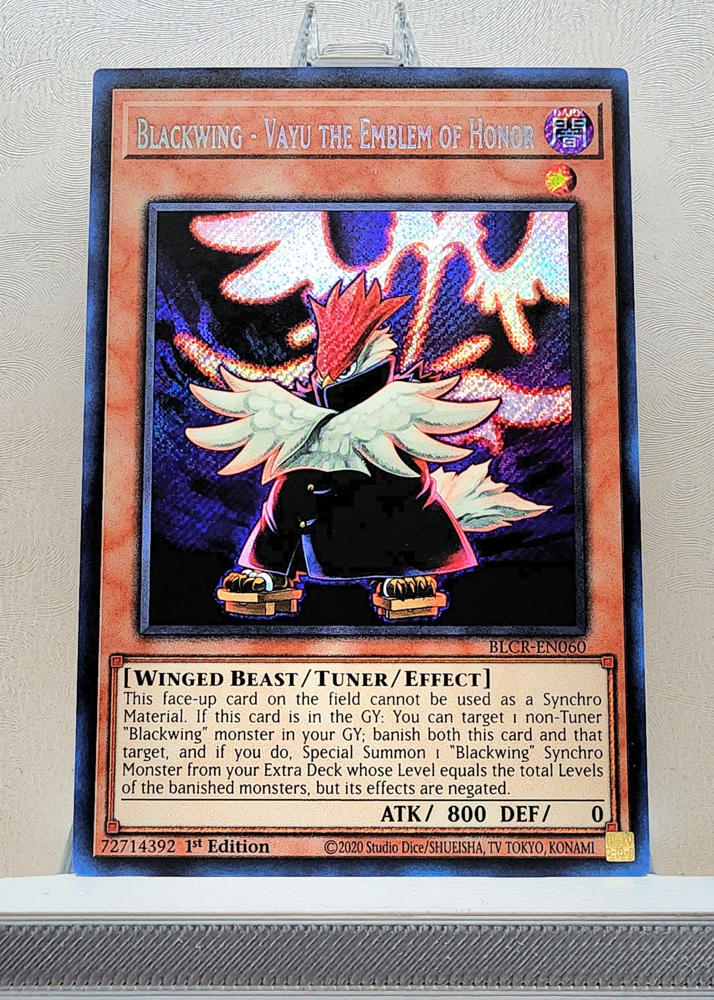 Yugioh! 1x Blackwing - Vayu the Emblem of Honor (BLCR - Secret Rare) 1st Edition