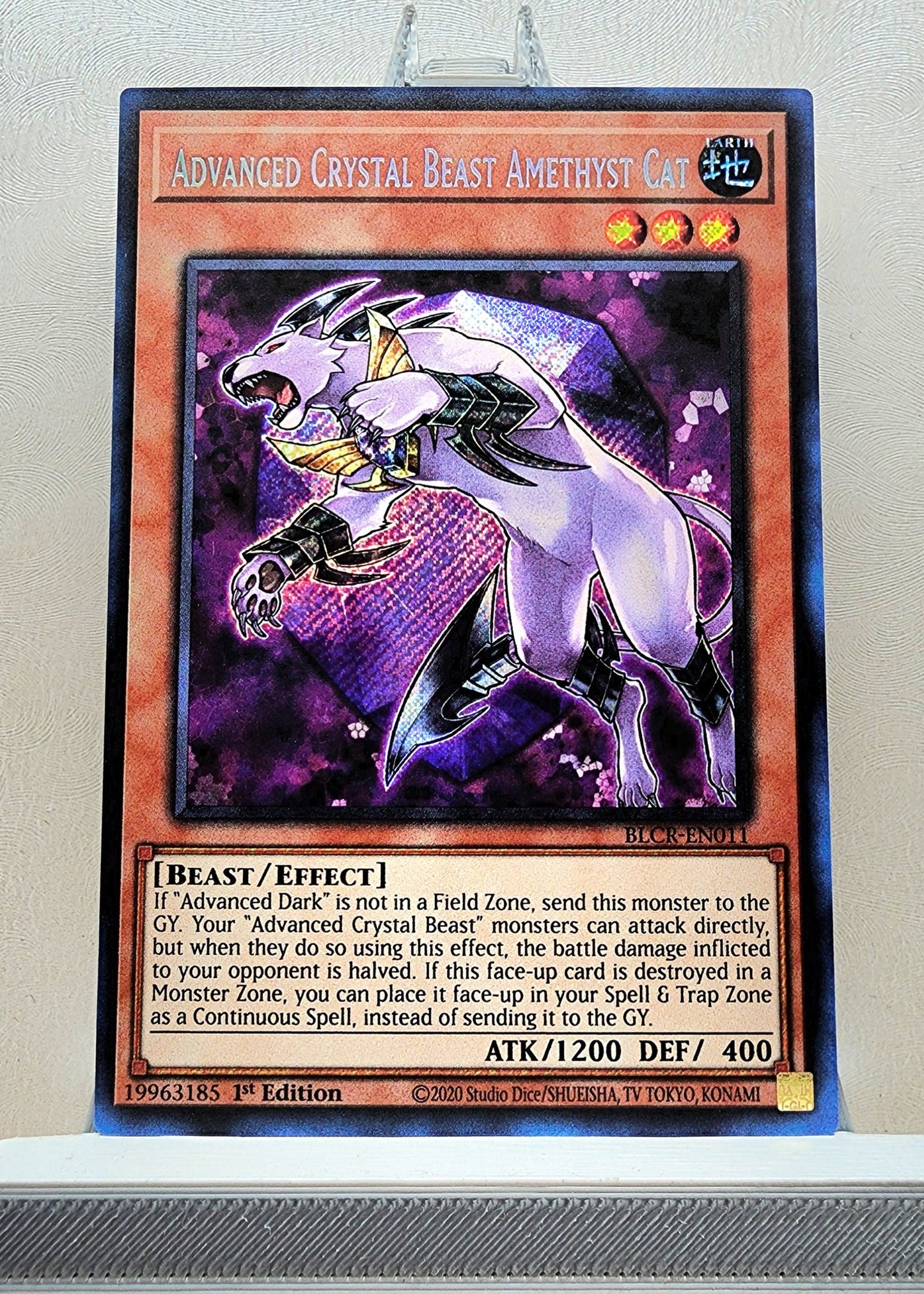 Yugioh! 1x Advanced Crystal Beast Amethyst Cat (BLCR - Secret Rare) 1st Edition