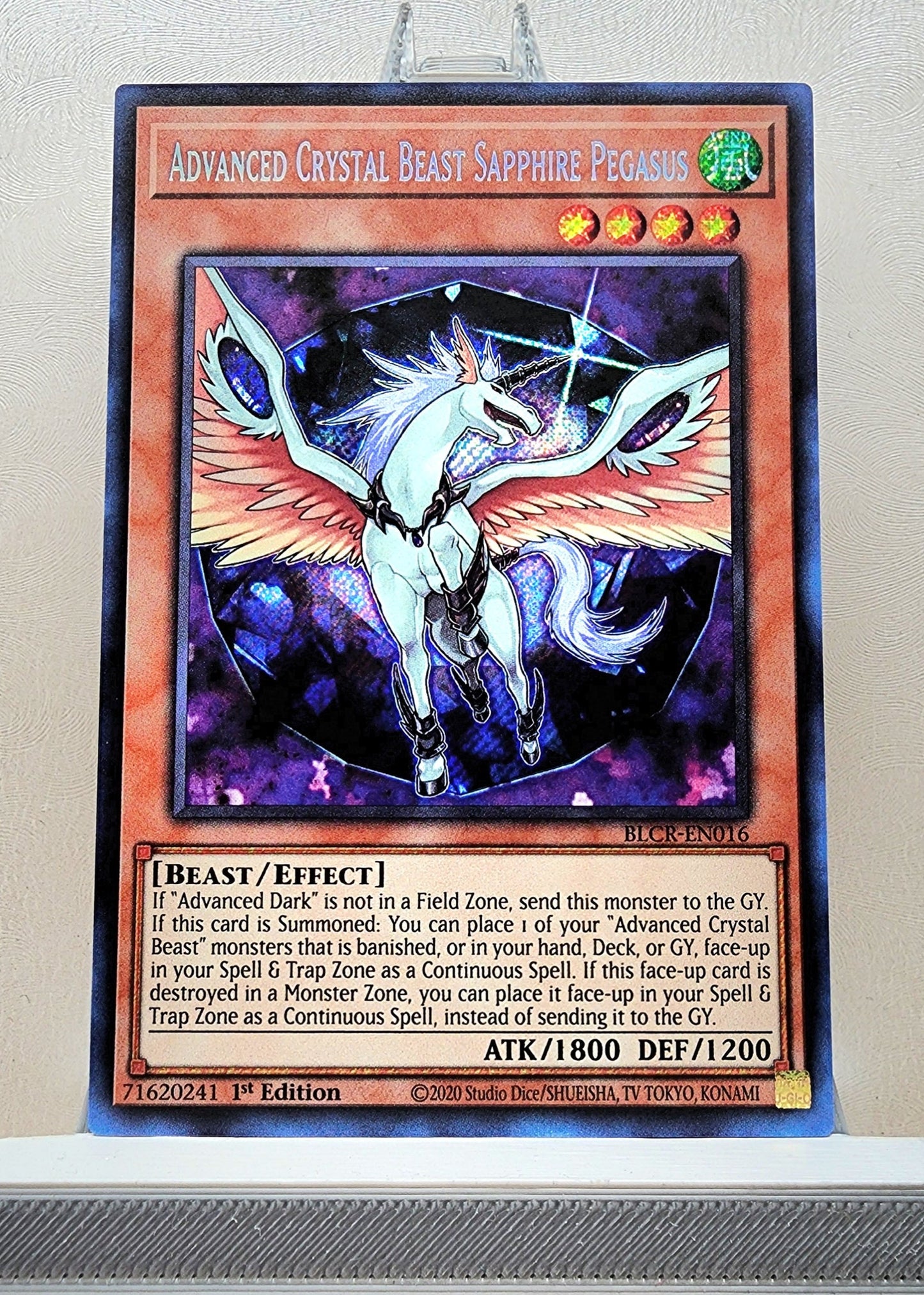 Yugioh! 1x Advanced Crystal Beast Sapphire Pegasus (BLCR - Secret Rare) 1st Edition