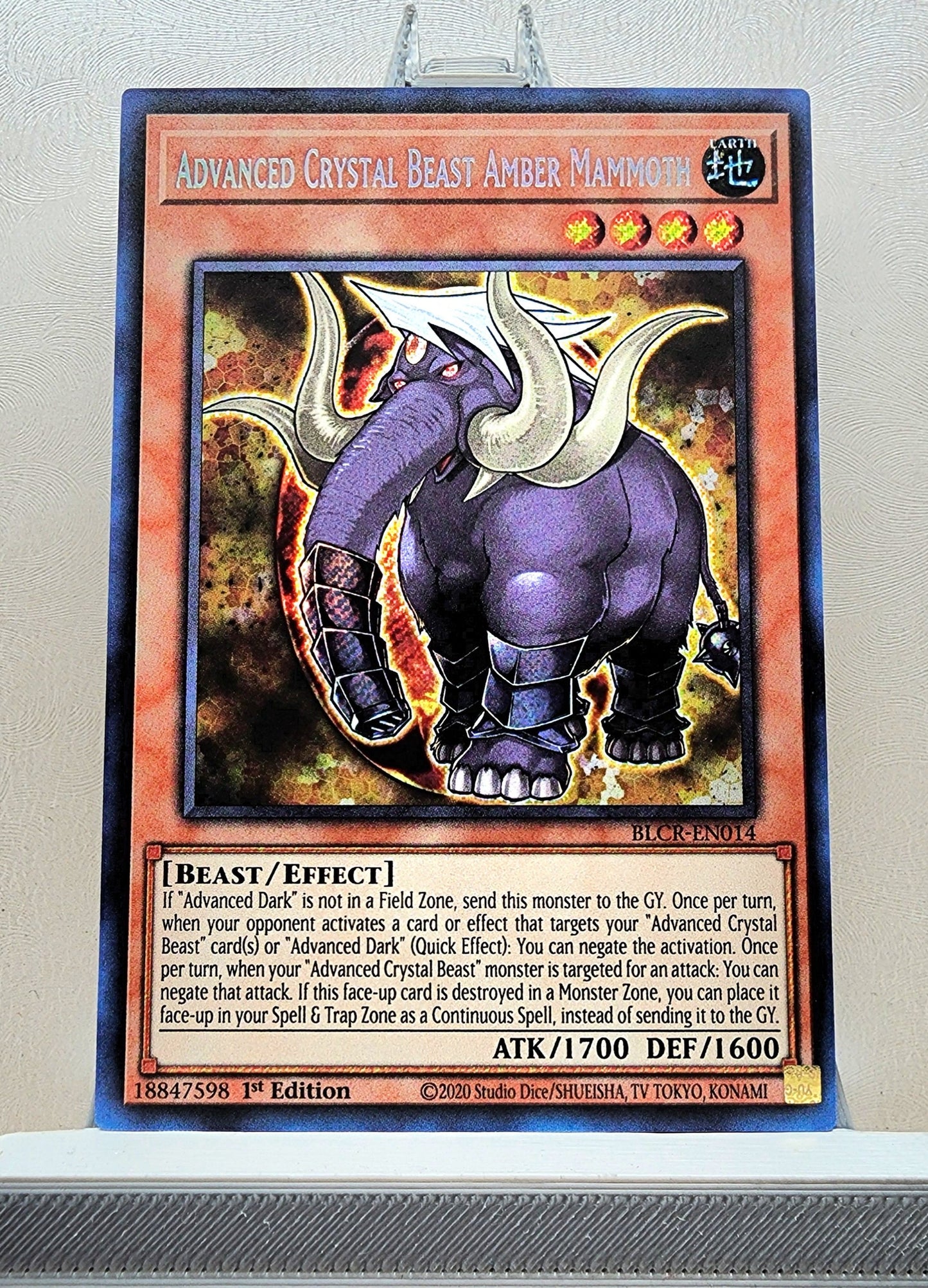 Yugioh! 1x Advanced Crystal Beast Amber Mammoth (BLCR - Secret Rare) 1st Edition