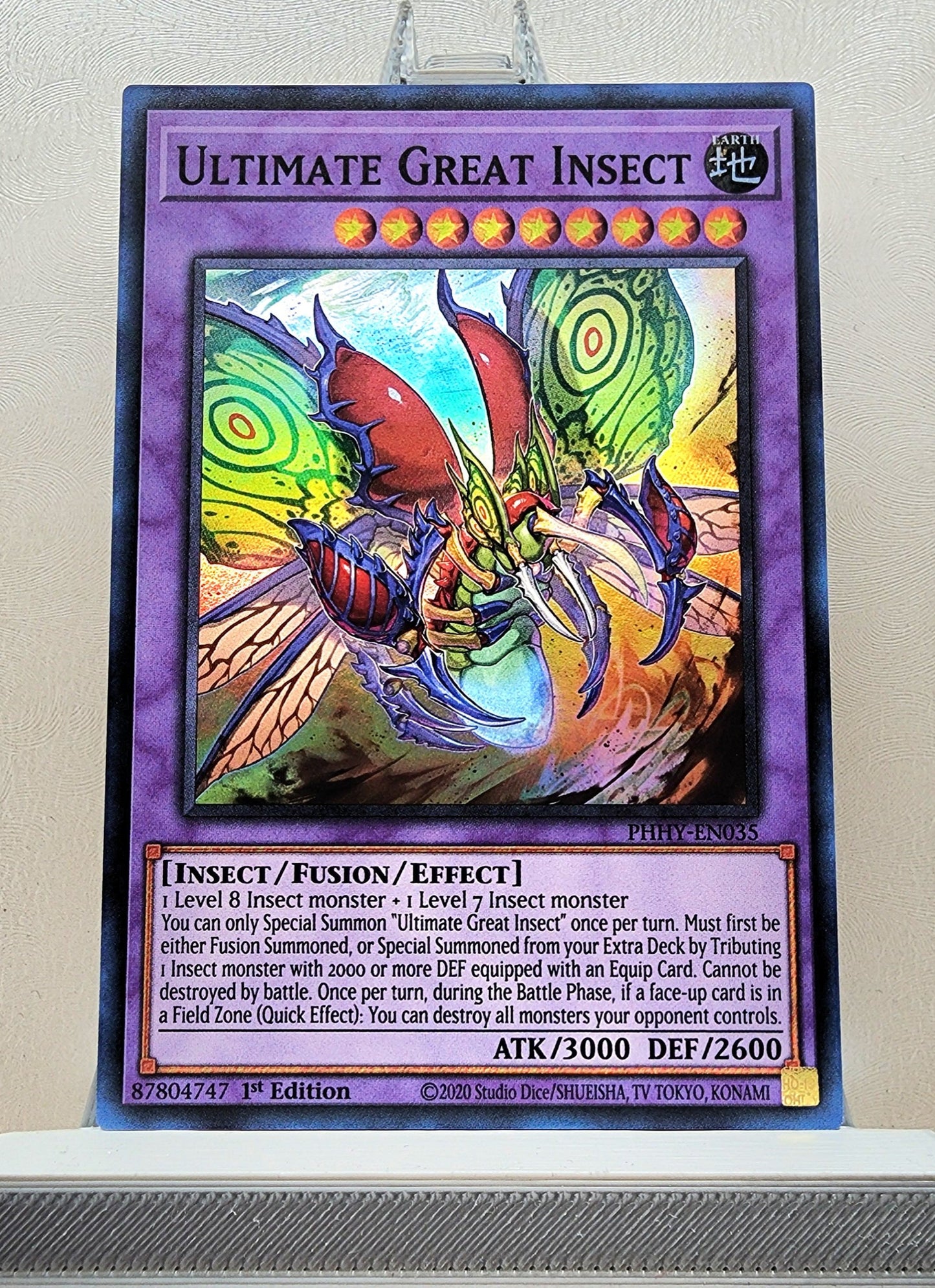 Yugioh! 1x Ultimate Great Insect (PHHY - Super Rare) 1st Edition