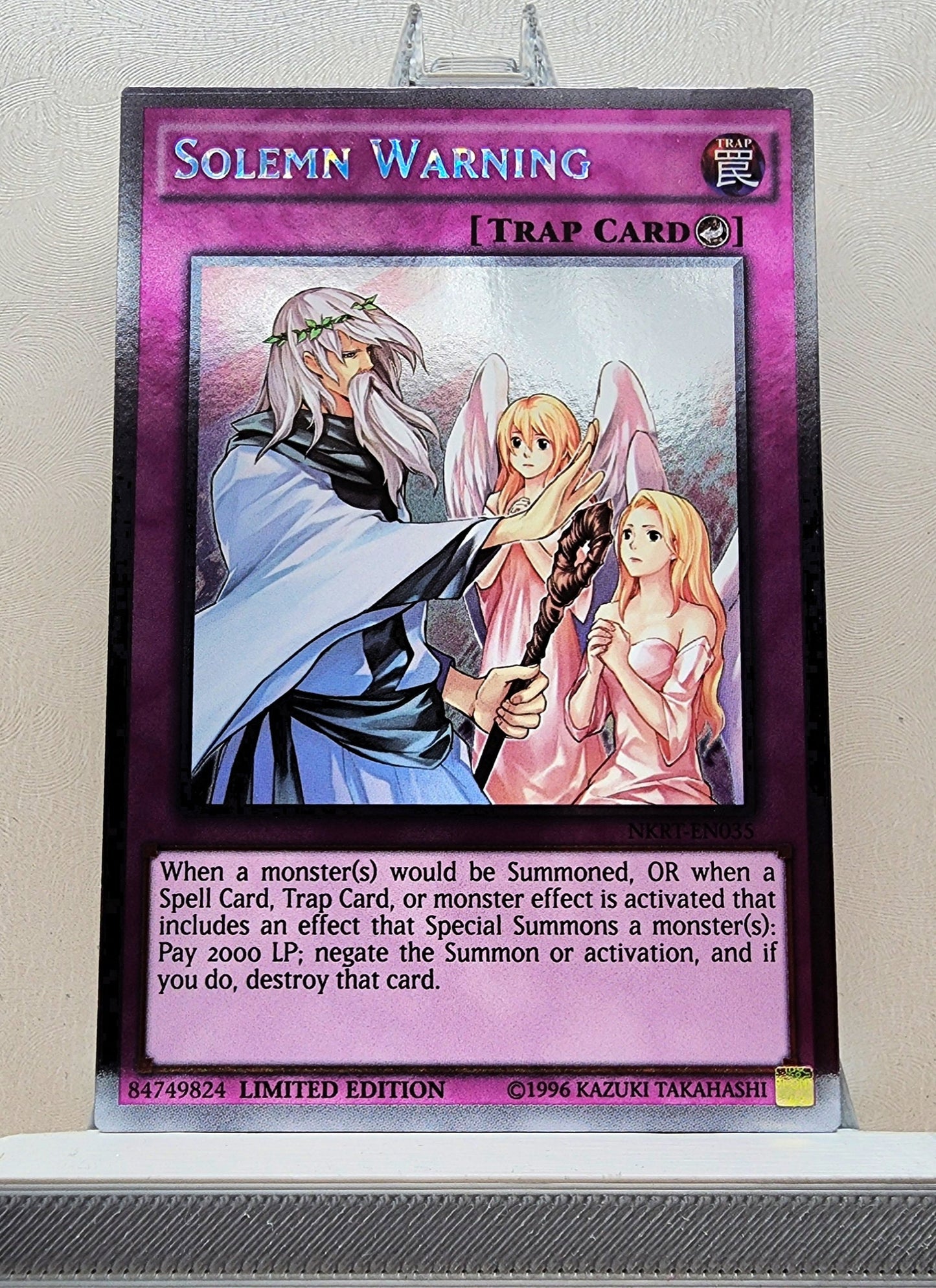 Yugioh! 1x Solemn Warning (NKRT - Platinum Rare) Limited Edition