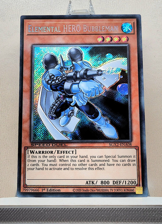 Yugioh! 1x Elemental HERO Bubbleman (SGX2 - Secret Rare) 1st Edition