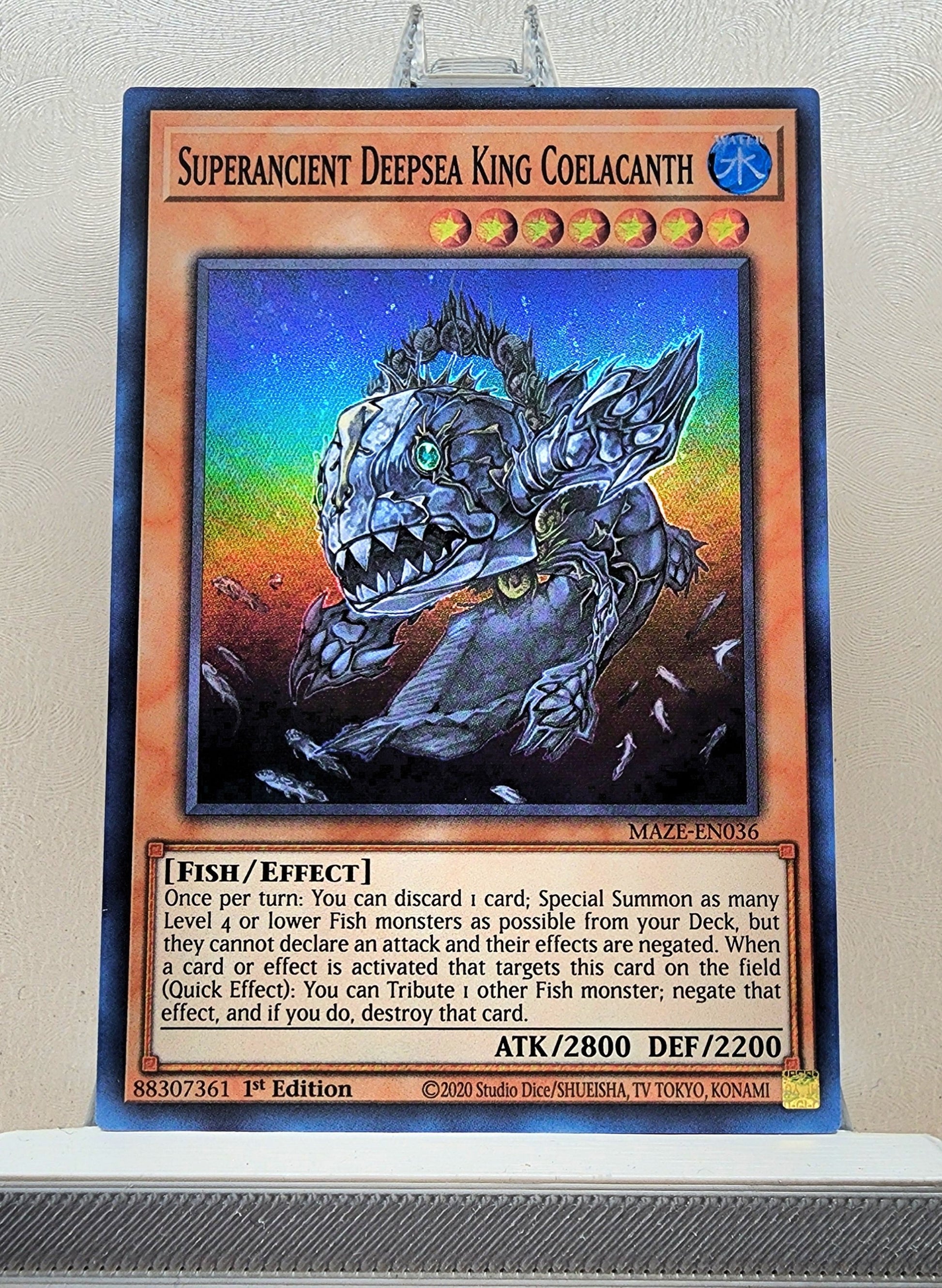 Yugioh! 1x Superancient Deepsea King Coelacanth (MAZE - Super Rare) 1s KAWAIII SUSHI Yugioh! 1x Superancient Deepsea King Coelacanth (MAZE - Super Rare) 1s KAWAIII SUSHI