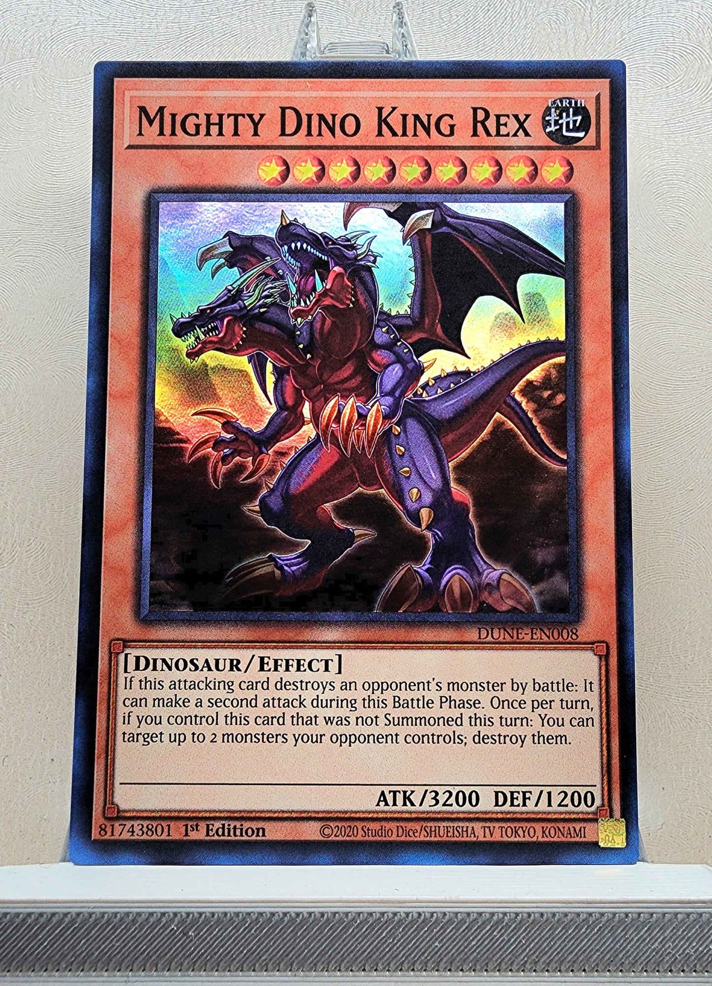 Yugioh! 1x Mighty Dino King Rex (DUNE - Super Rare) 1st Edition