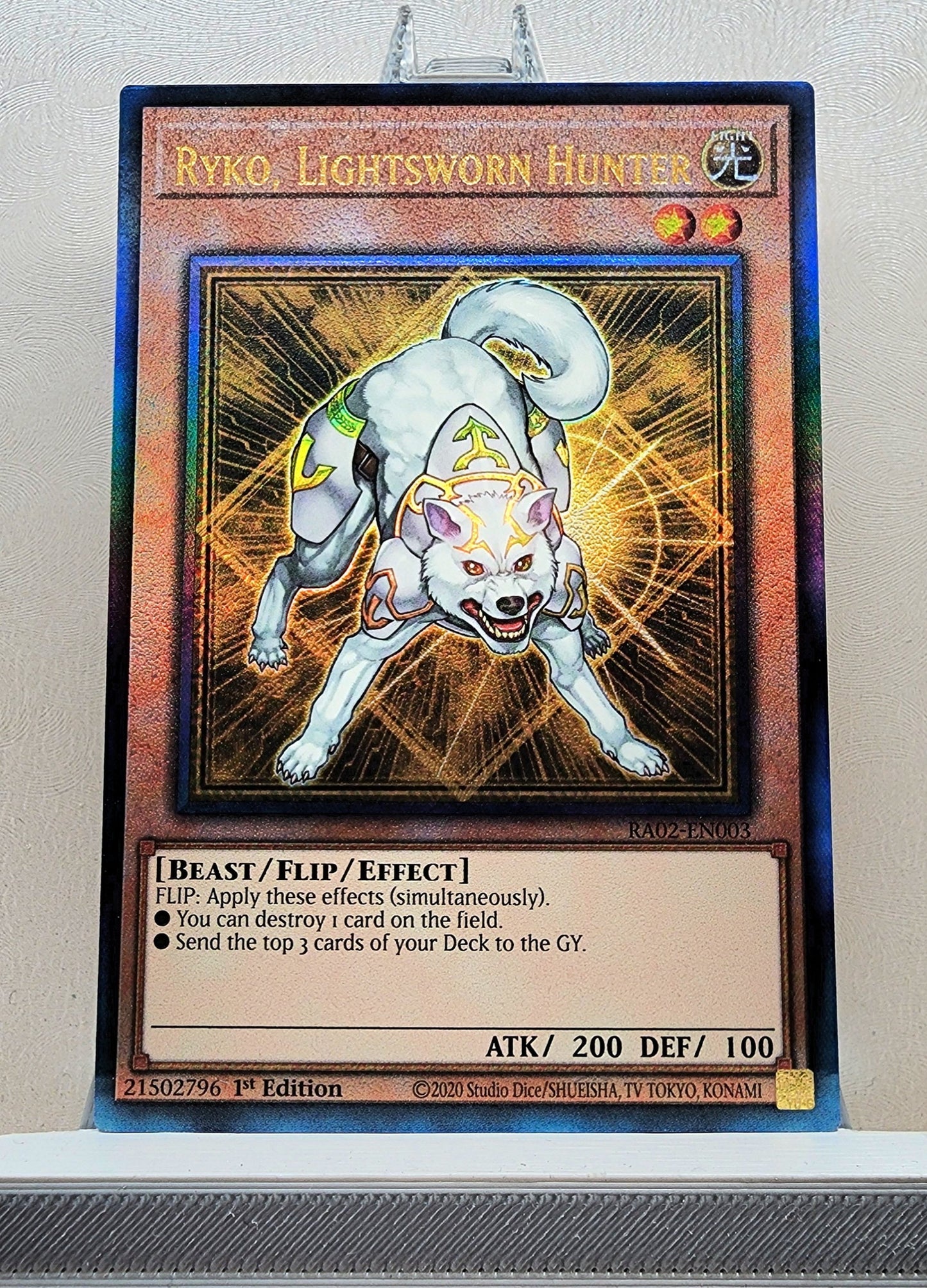 Yugioh! 1x Ryko, Lightsworn Hunter (RA02 - Prismatic Ultimate Rare) 1st Edition