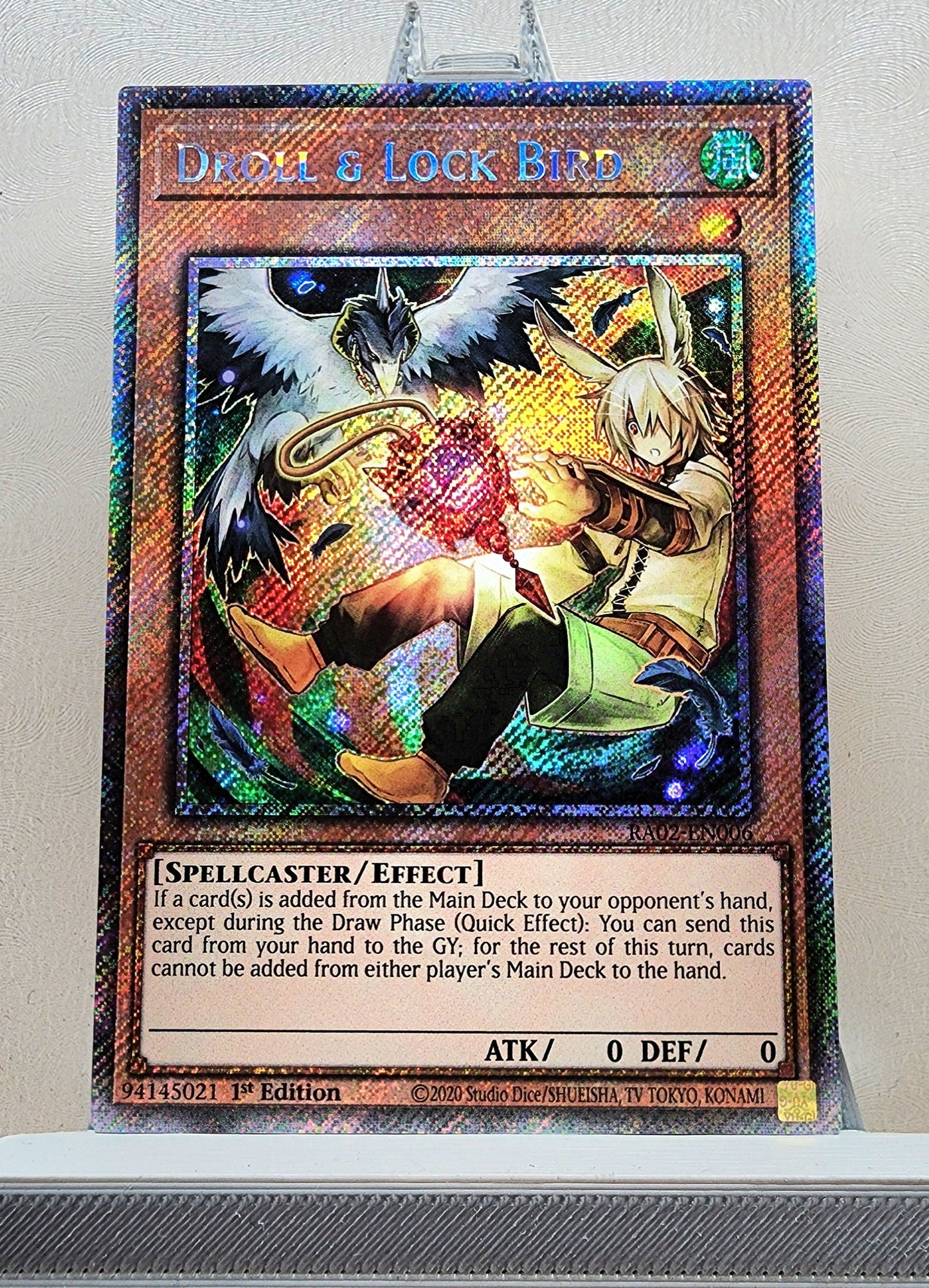 Yugioh! 1x Droll & Lock Bird Alt Art (RA02 - Platinum Secret Rare) 1st Edition