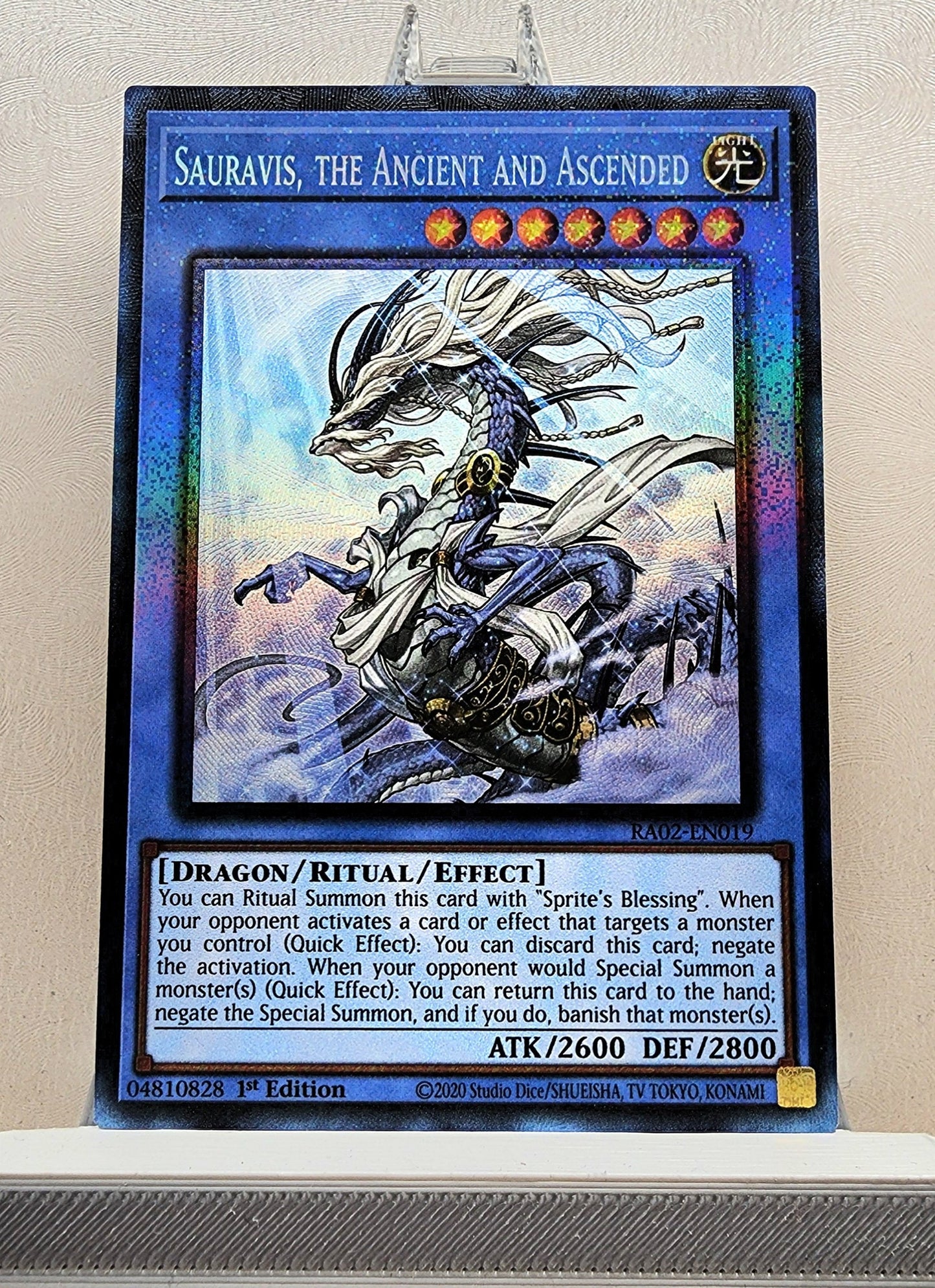 Yugioh! 1x Sauravis, the Ancient and Ascended (RA02 - Prismatic Collectors Rare) 1st Edition