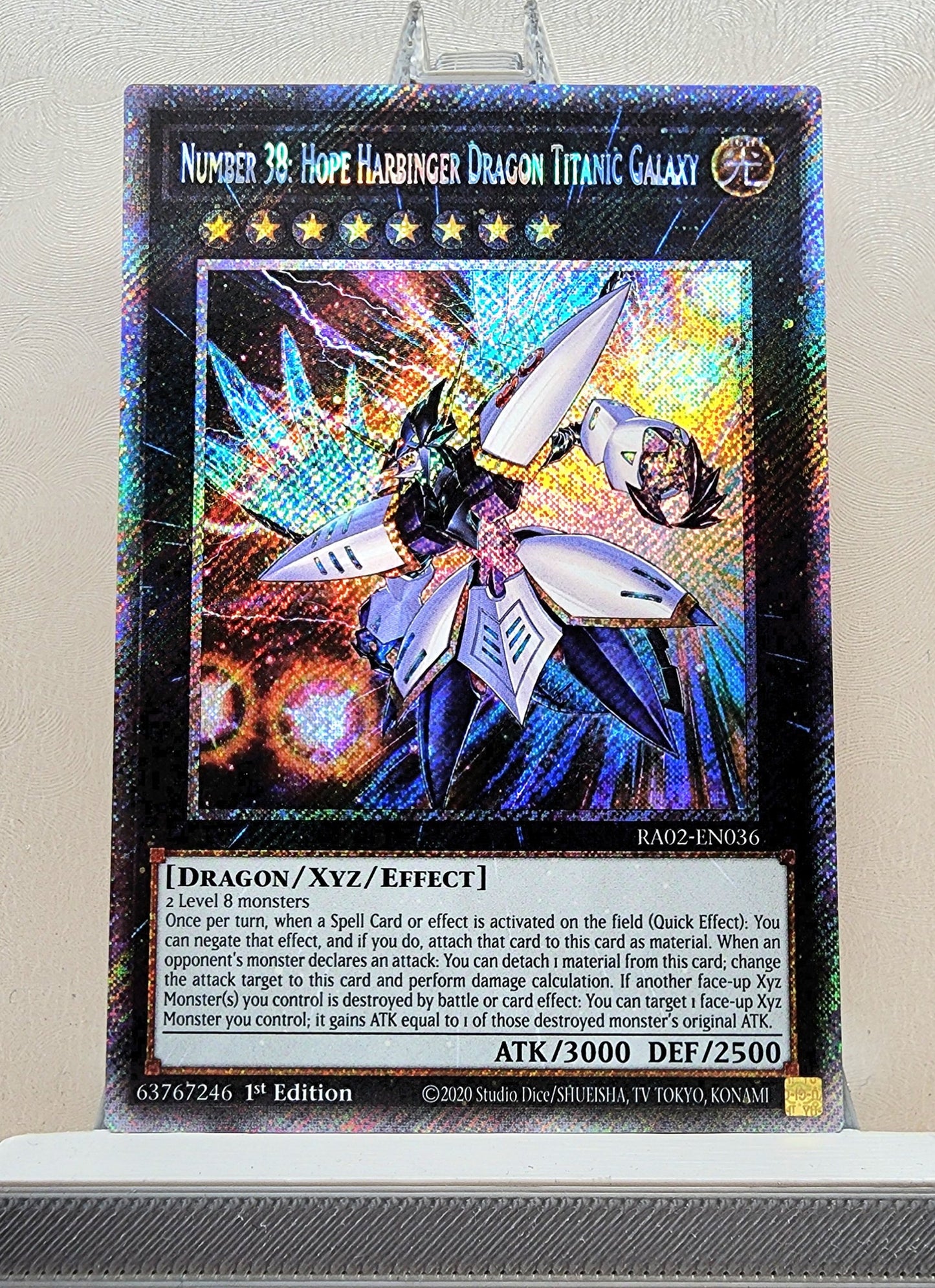 Yugioh! 1x Number 38: Hope Harbinger Dragon Titanic Galaxy (RA02 - Platinum Secret Rare) 1st Edition