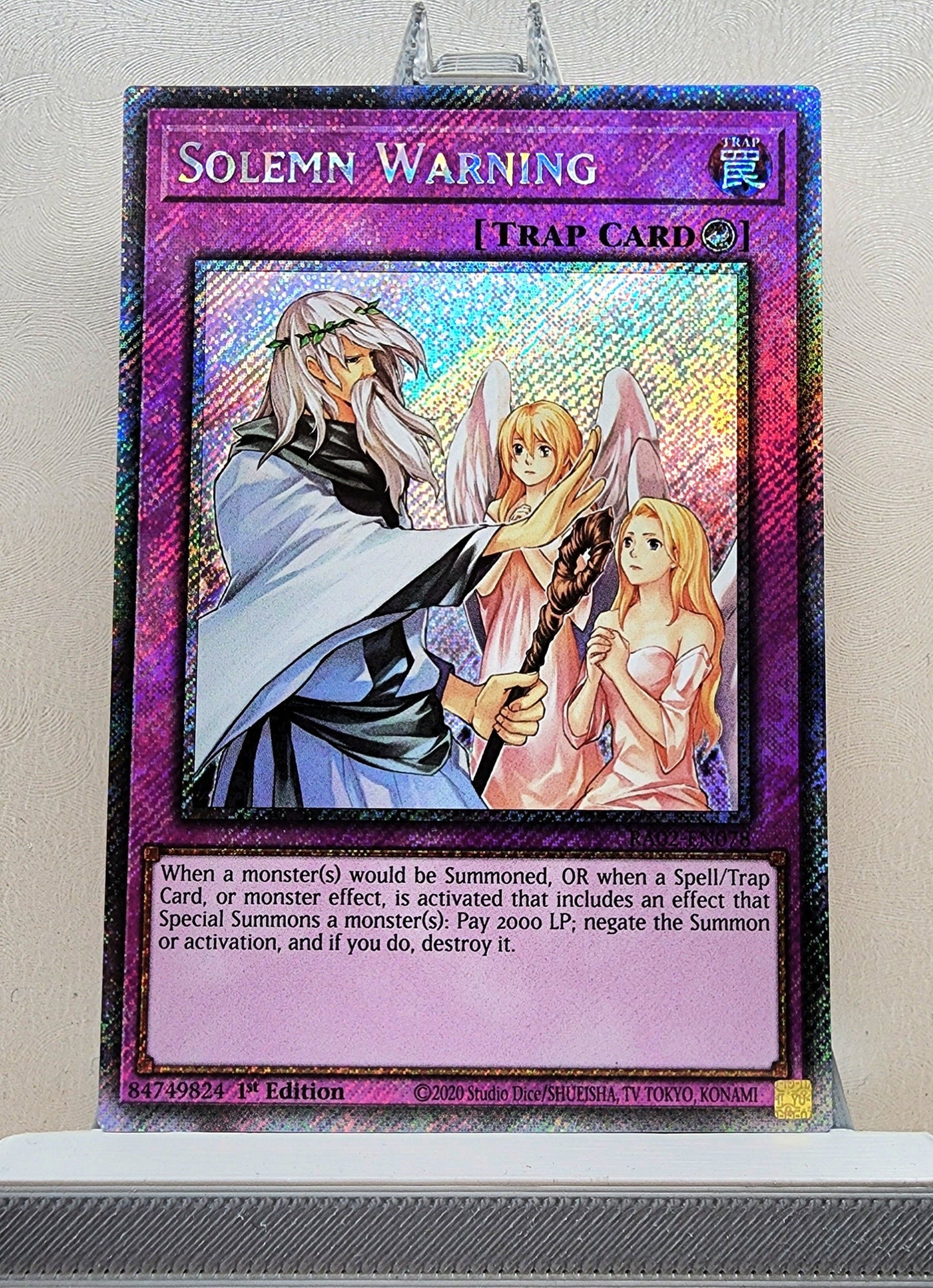 Yugioh! 1x Solemn Warning (RA02 - Platinum Secret Rare) 1st Edition