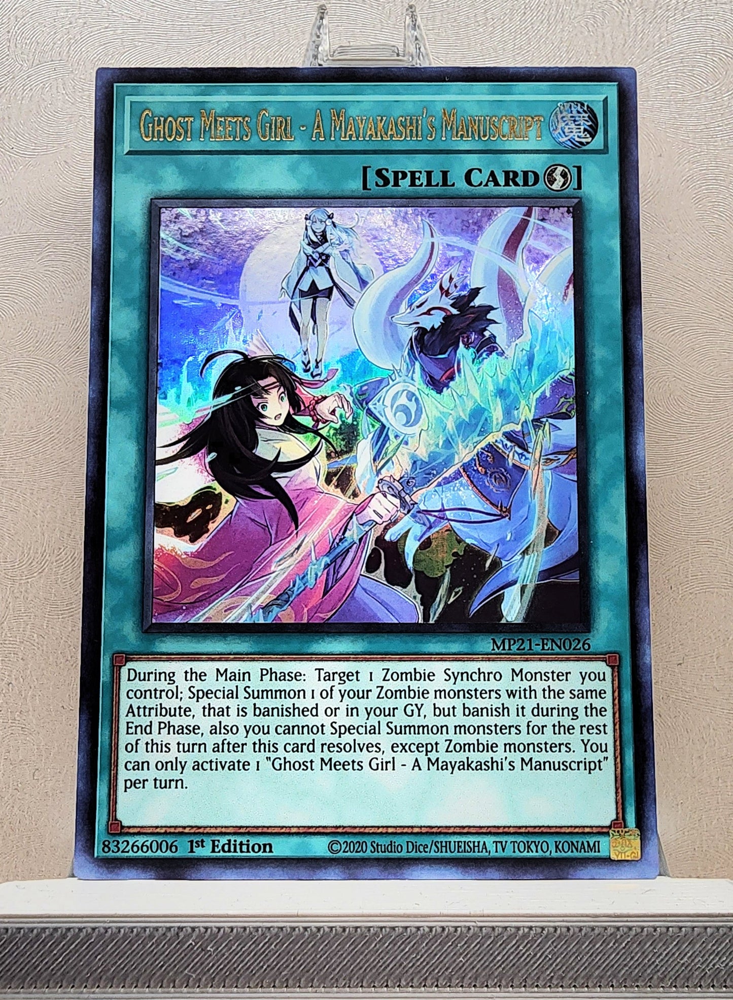 Yugioh! 1x Ghost Meets Girl - A Mayakashi's Manuscript (MP21 - Ultra Rare) 1st Edition