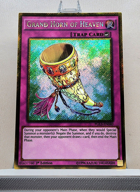 Yugioh! 1x Grand Horn of Heaven (PGL3 - Gold Secret Rare) 1st Edition