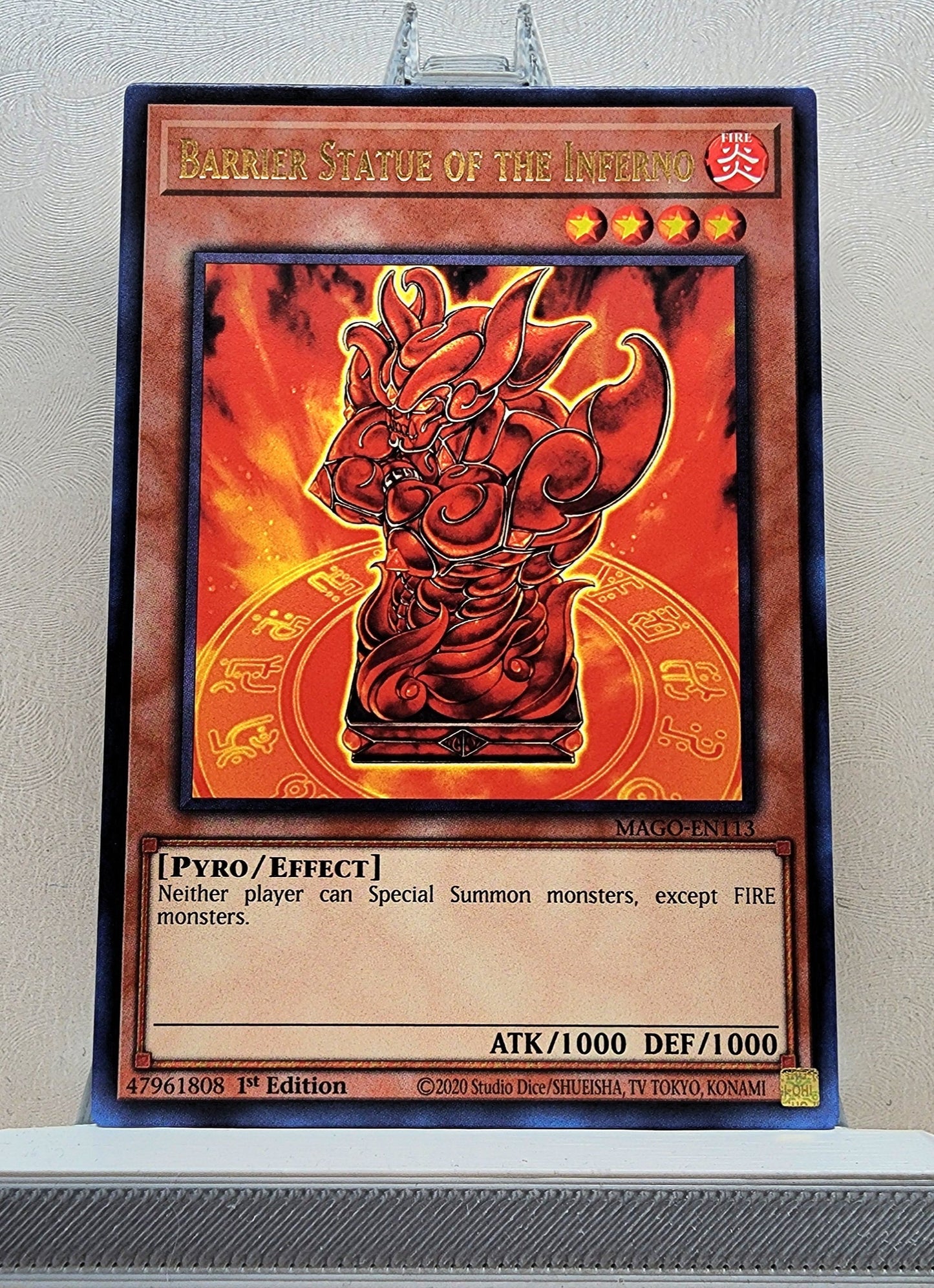 Yugioh! 1x Barrier Statue of the Inferno (MAGO - Rare) 1st Edition